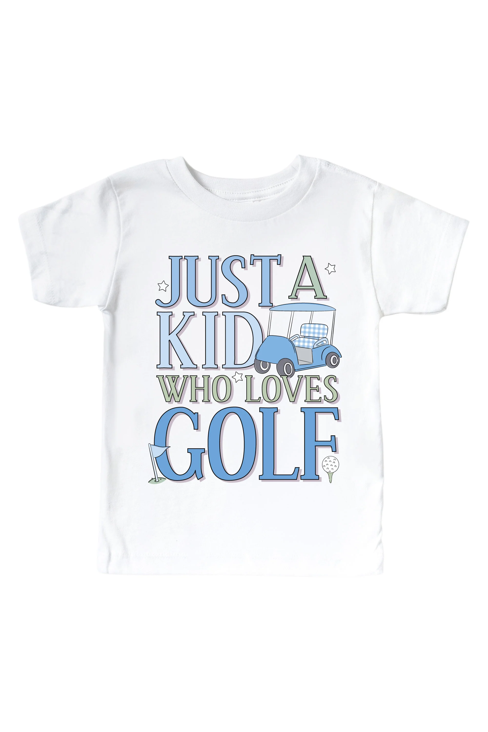 A Kid With Golf Love Blue Graphic Bodysuit & Kids Tee | White - Image 3