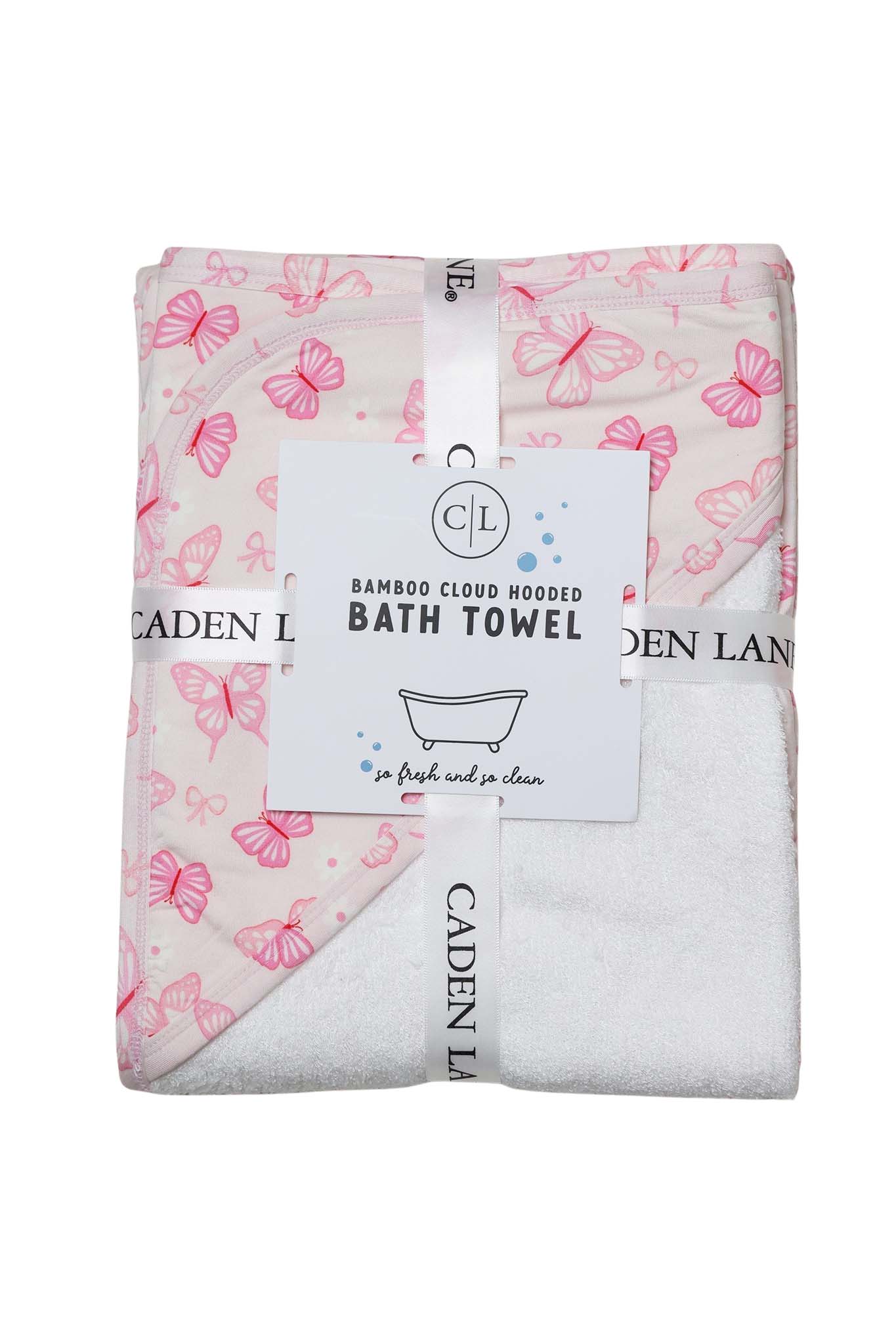 Embroidered Bamboo Hooded Towel | Blooming Butterflies - Image 3