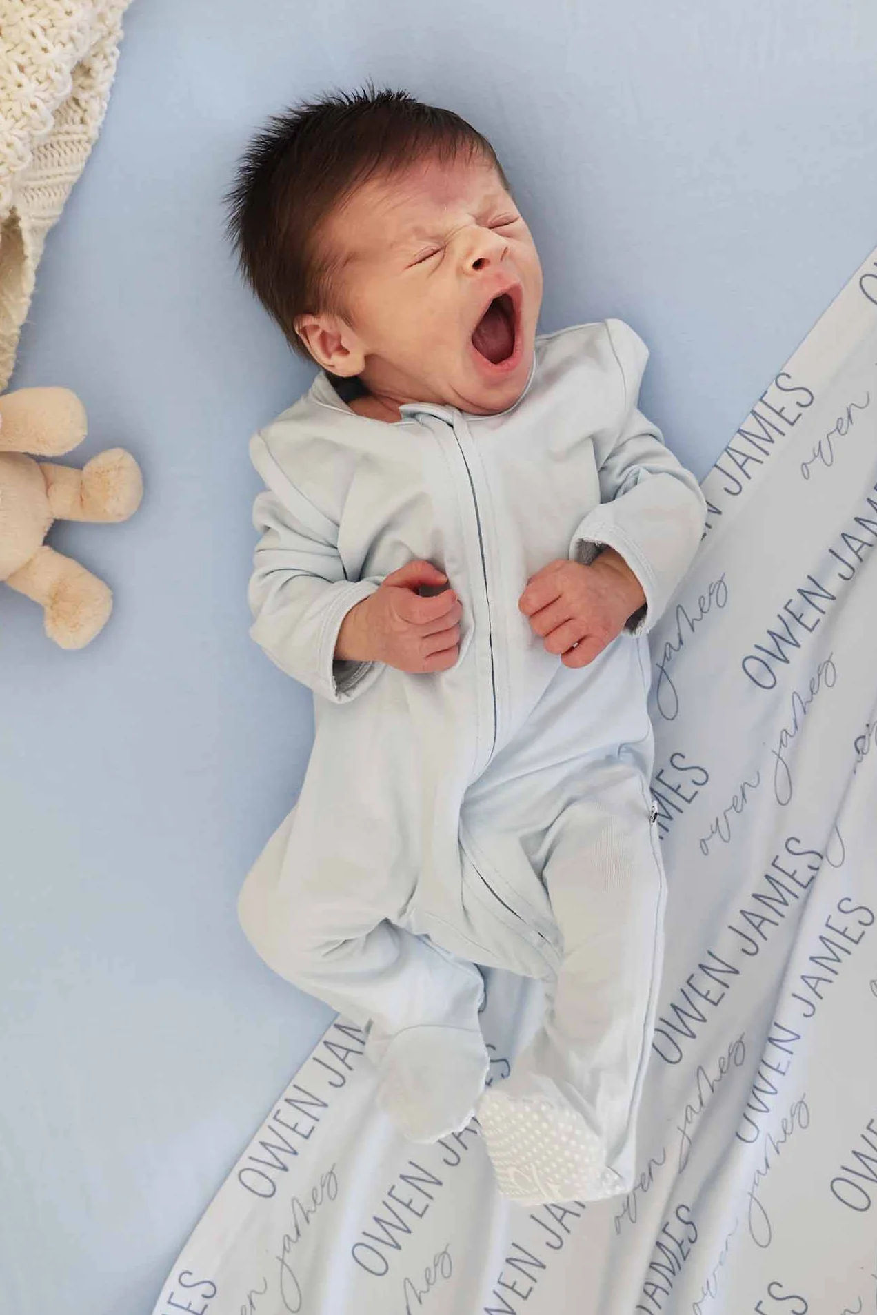 Baby Blue Bamboo Zipper Footie - Image 2