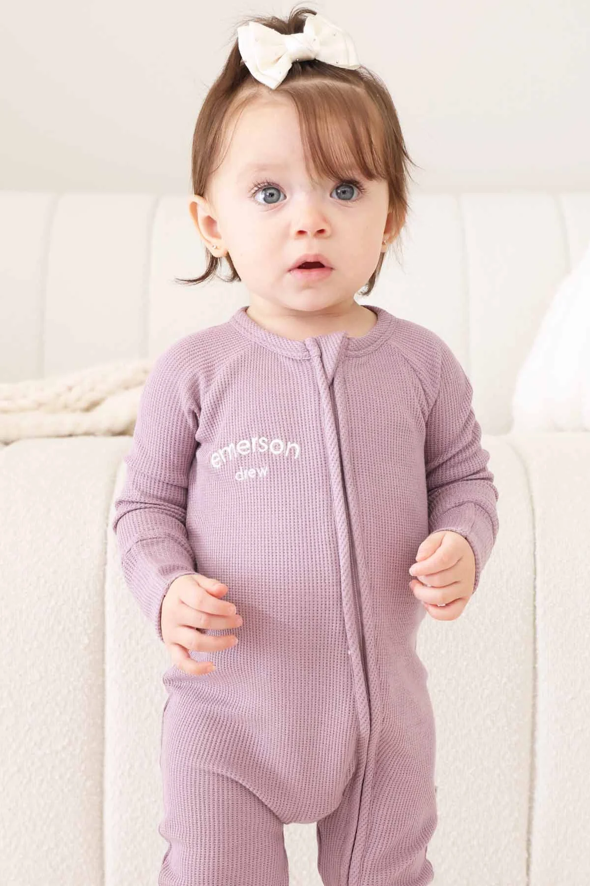 Embroidered Bamboo Waffle Convertible Zip Rompers | In Bloom - Image 2