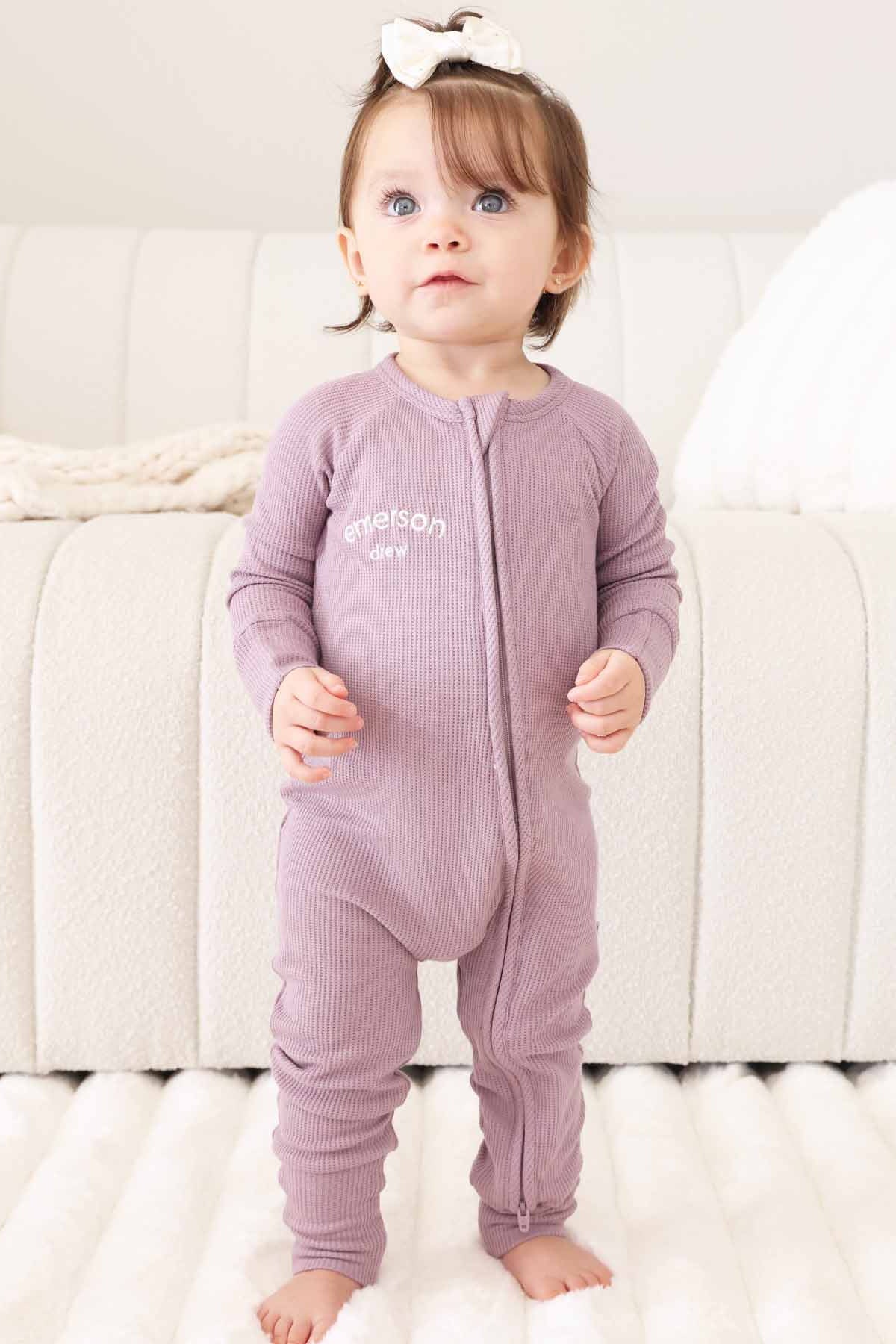Embroidered Bamboo Waffle Convertible Zip Rompers | In Bloom - Image 7