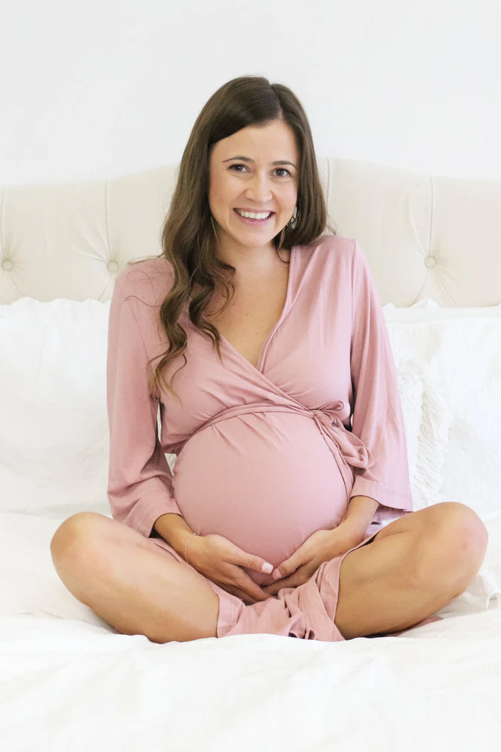 Solid Mauve Bamboo Knit Maternity Robe