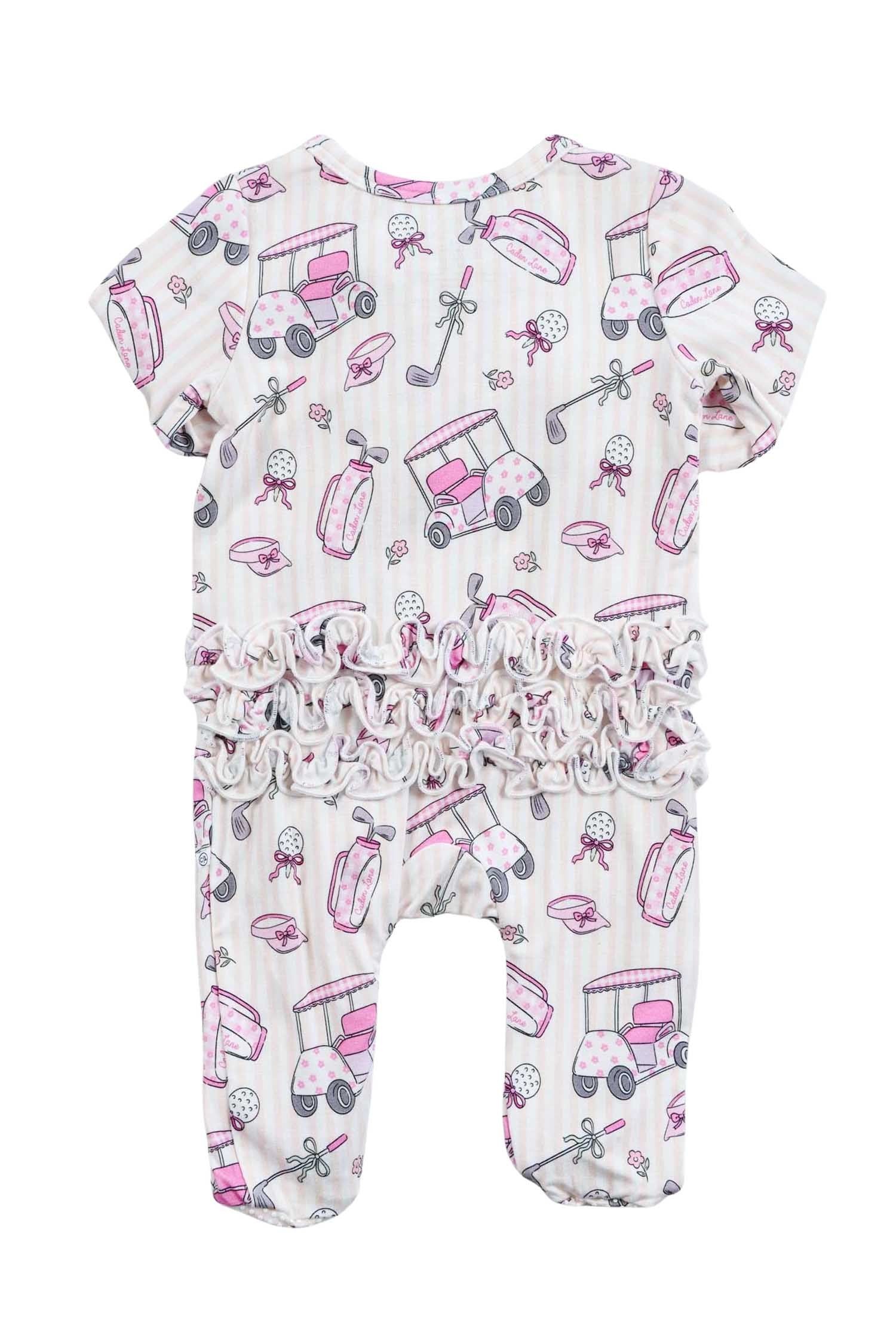 Ruffle Bamboo Zipper Footie | Caddie Crew Pink - Image 6