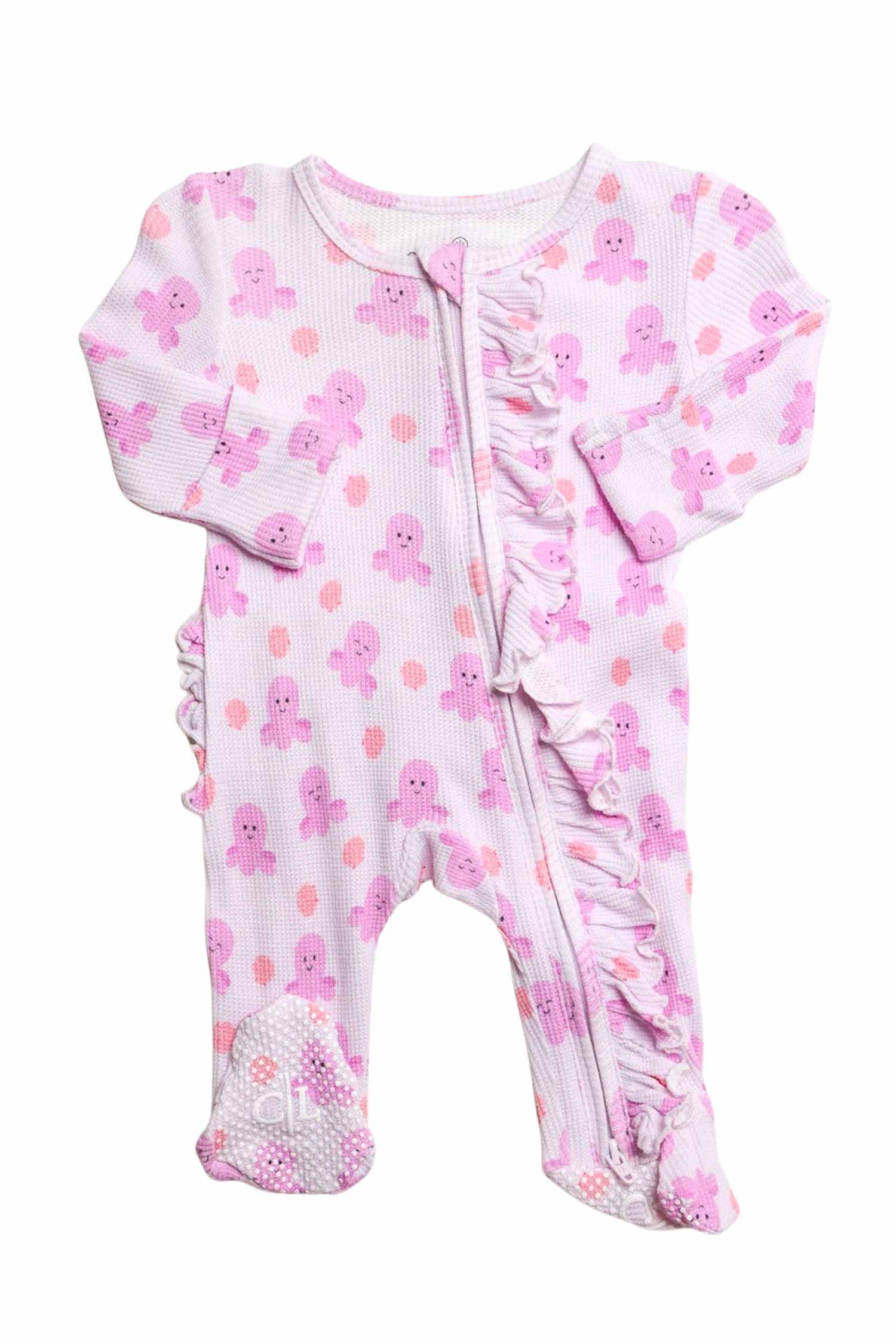 Bamboo Waffle Ruffle Zipper Footie | Sea Snuggles - Image 2