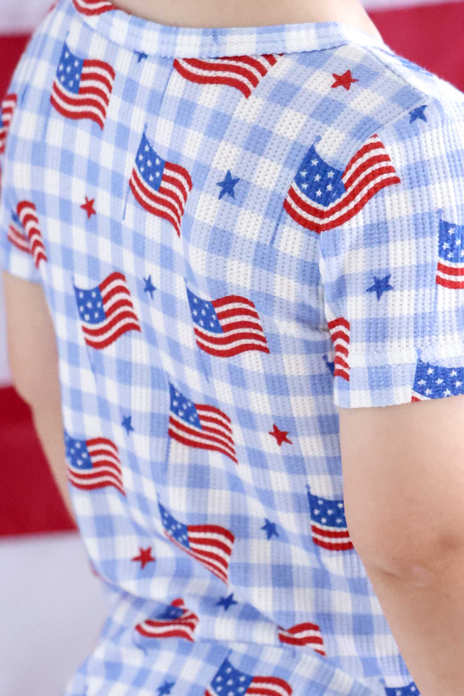 Bamboo Waffle Two Piece Pajama Set | Star-Spangled Picnic - Image 6