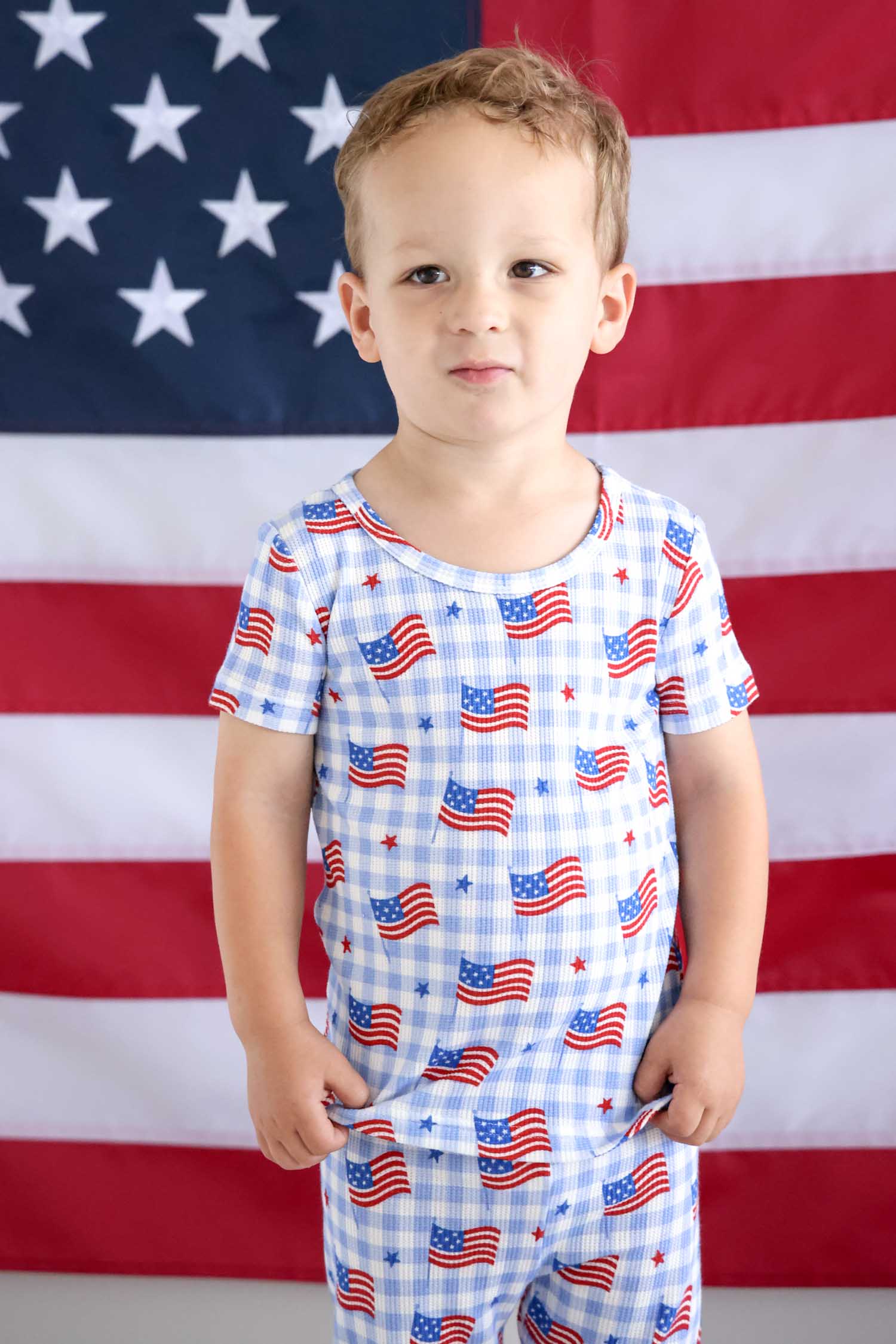 Bamboo Waffle Two Piece Pajama Set | Star-Spangled Picnic - Image 8