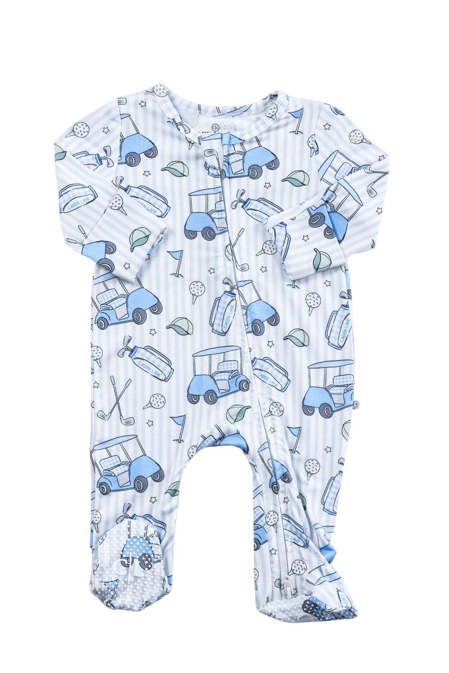 Bamboo Zipper Footie | Caddie Crew Blue - Image 2