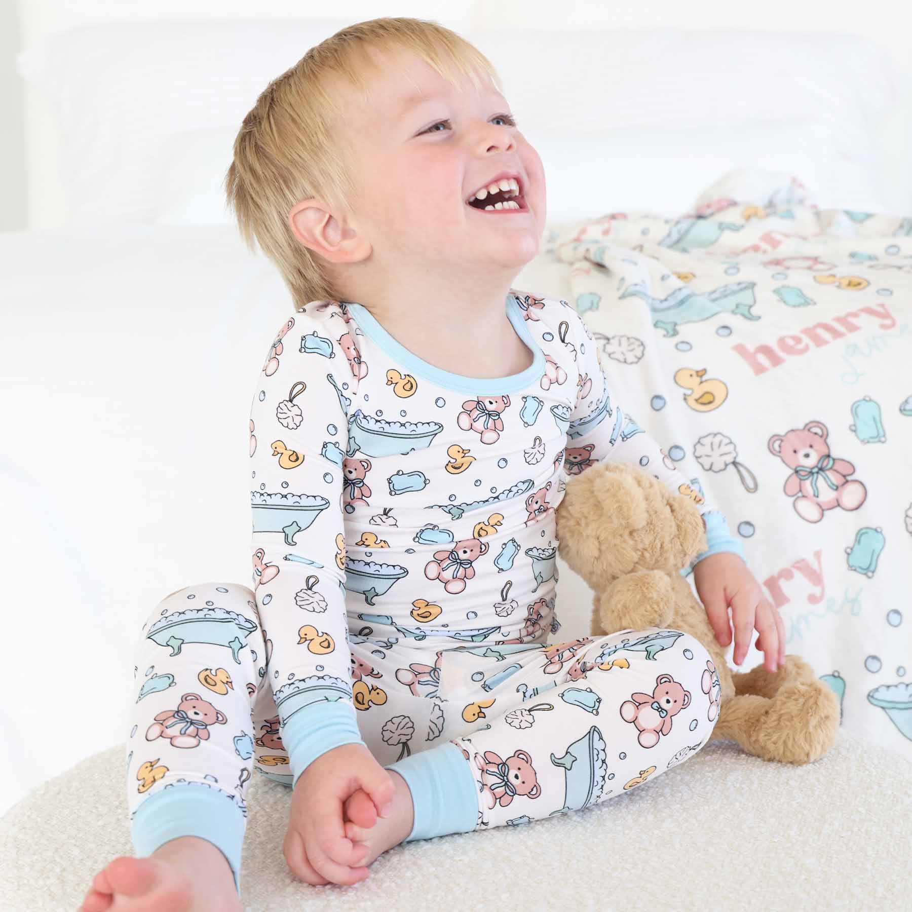 Bathtime Besties Two Piece Pajama Set | Blue - Image 2