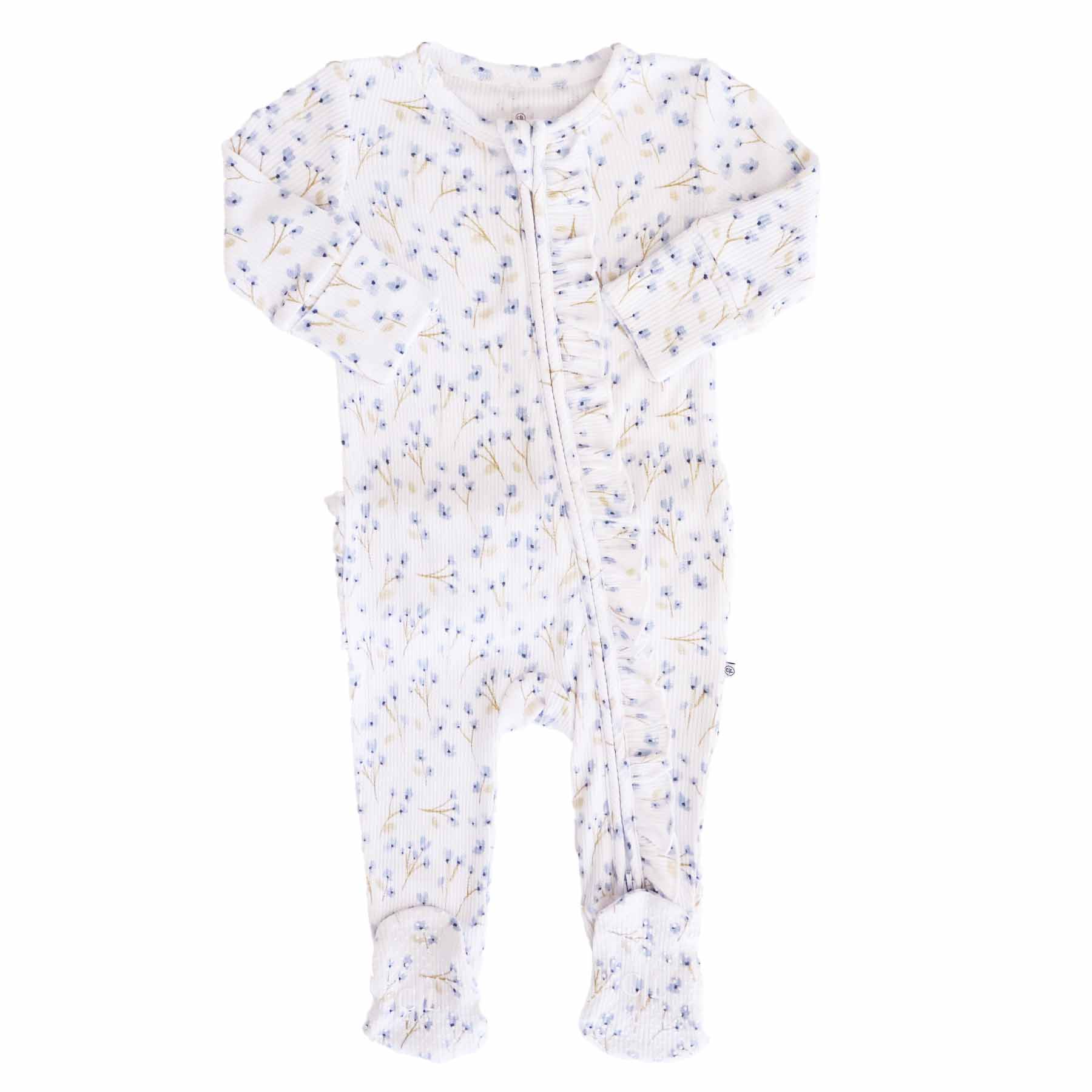 Blake's Blooms Bamboo Waffle Ruffle Zipper Footie - Image 3