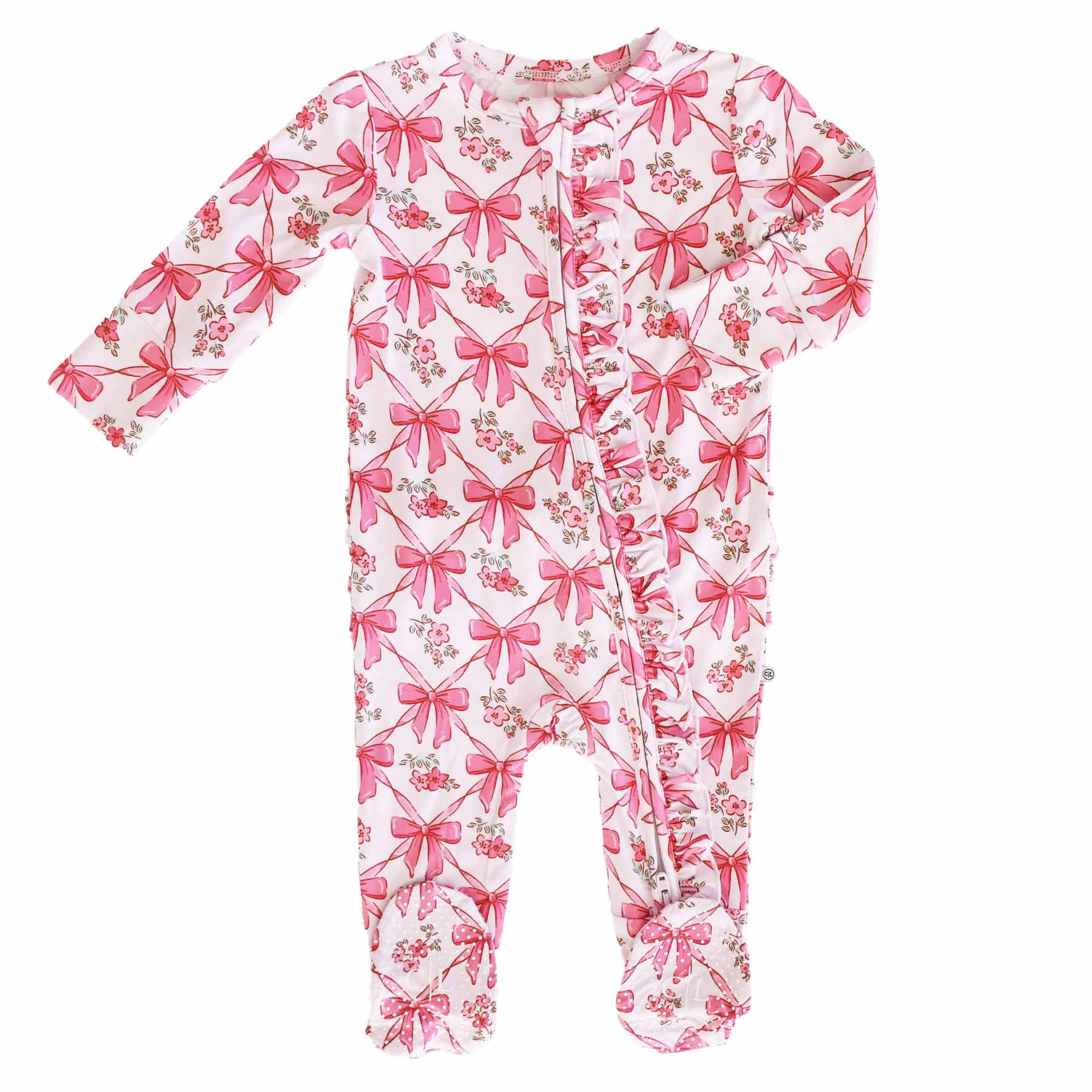 Bow Besties Ruffle Zipper Footie - Image 3