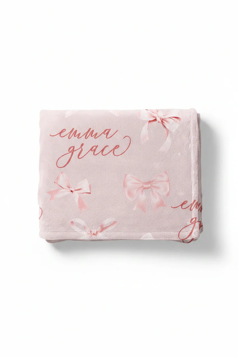 Bow Personalized Kids Blanket - Image 10