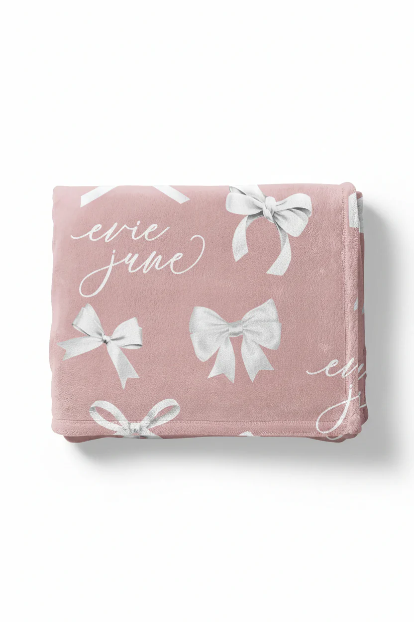 Bow Personalized Kids Blanket - Image 14