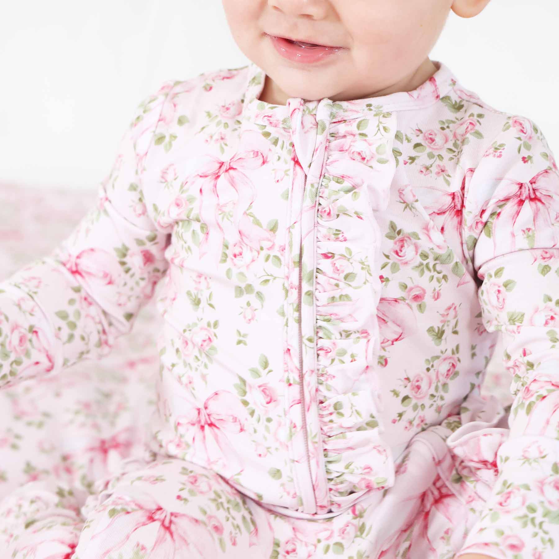 Bows in Bloom Ruffle Zipper Footie - Image 2
