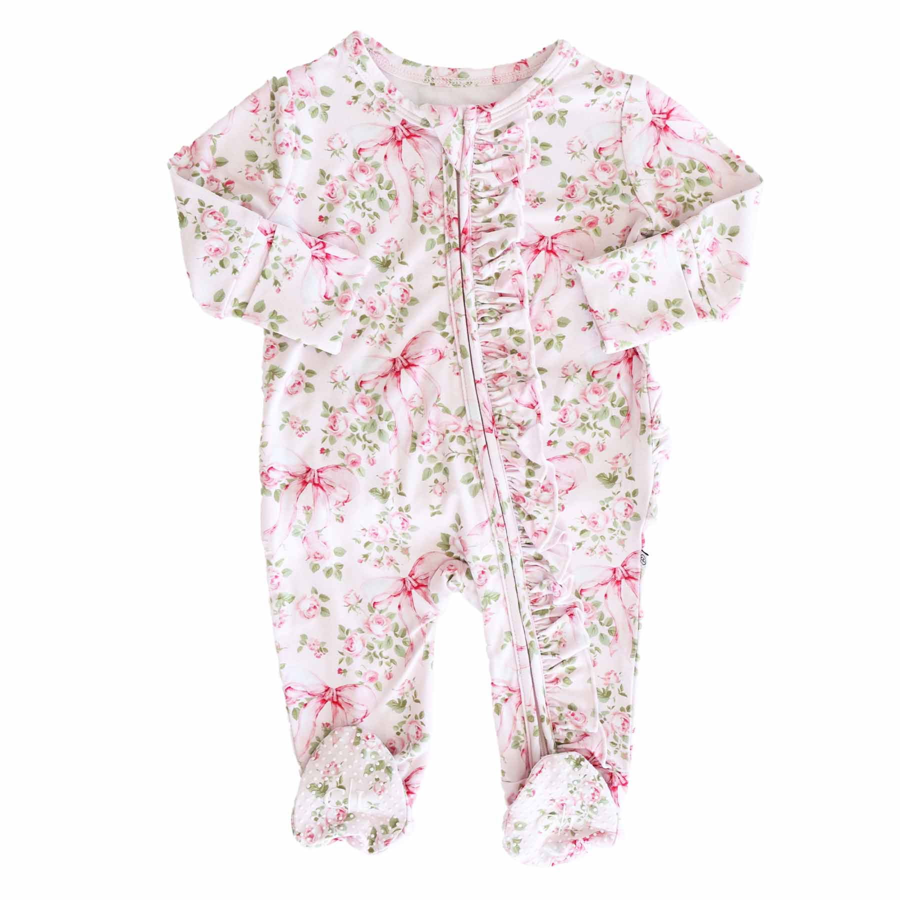 Bows in Bloom Ruffle Zipper Footie - Image 3