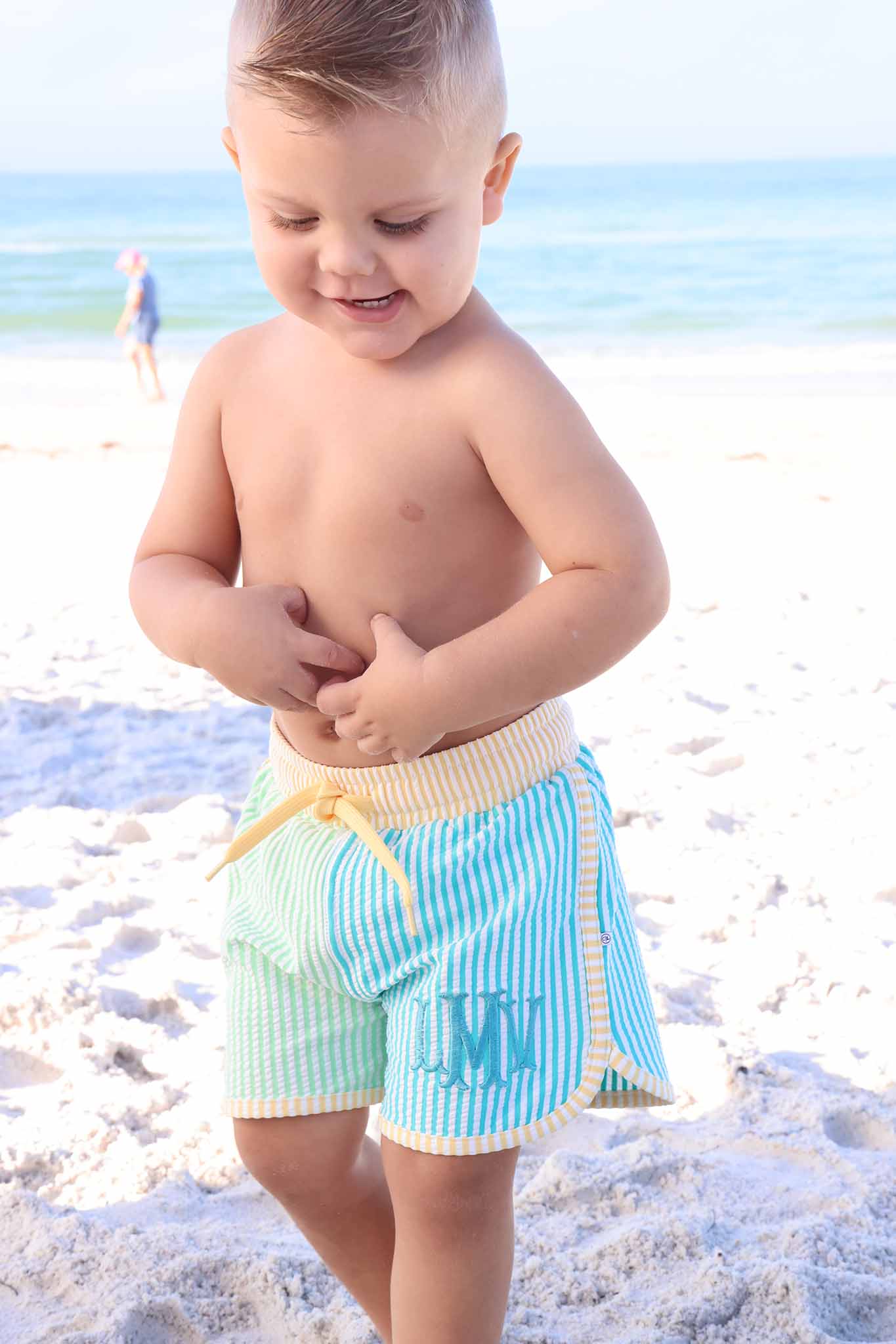 Boy's Swim Trunks | Multi-Color Seersucker - Image 10