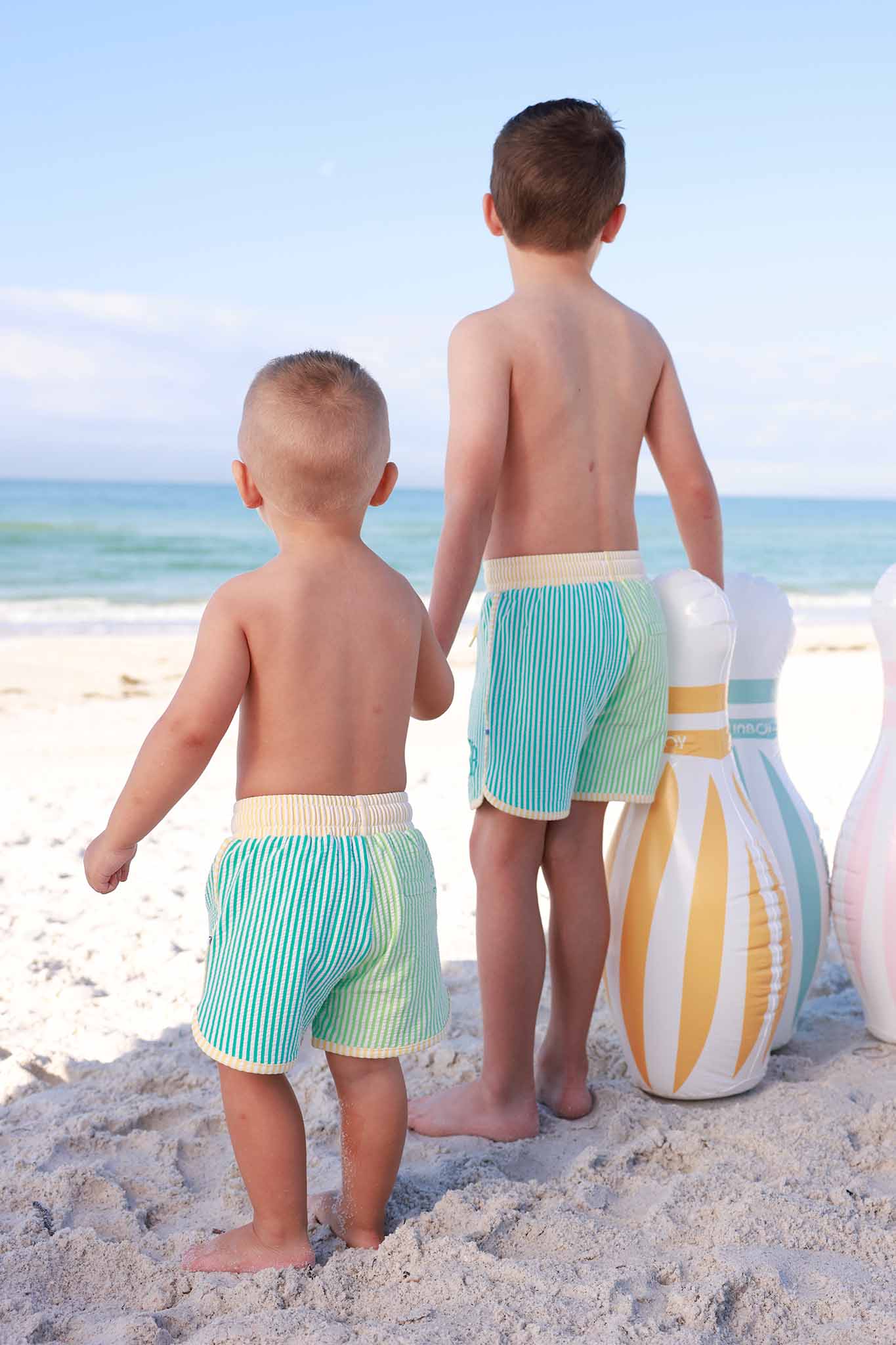 Boy's Swim Trunks | Multi-Color Seersucker - Image 15