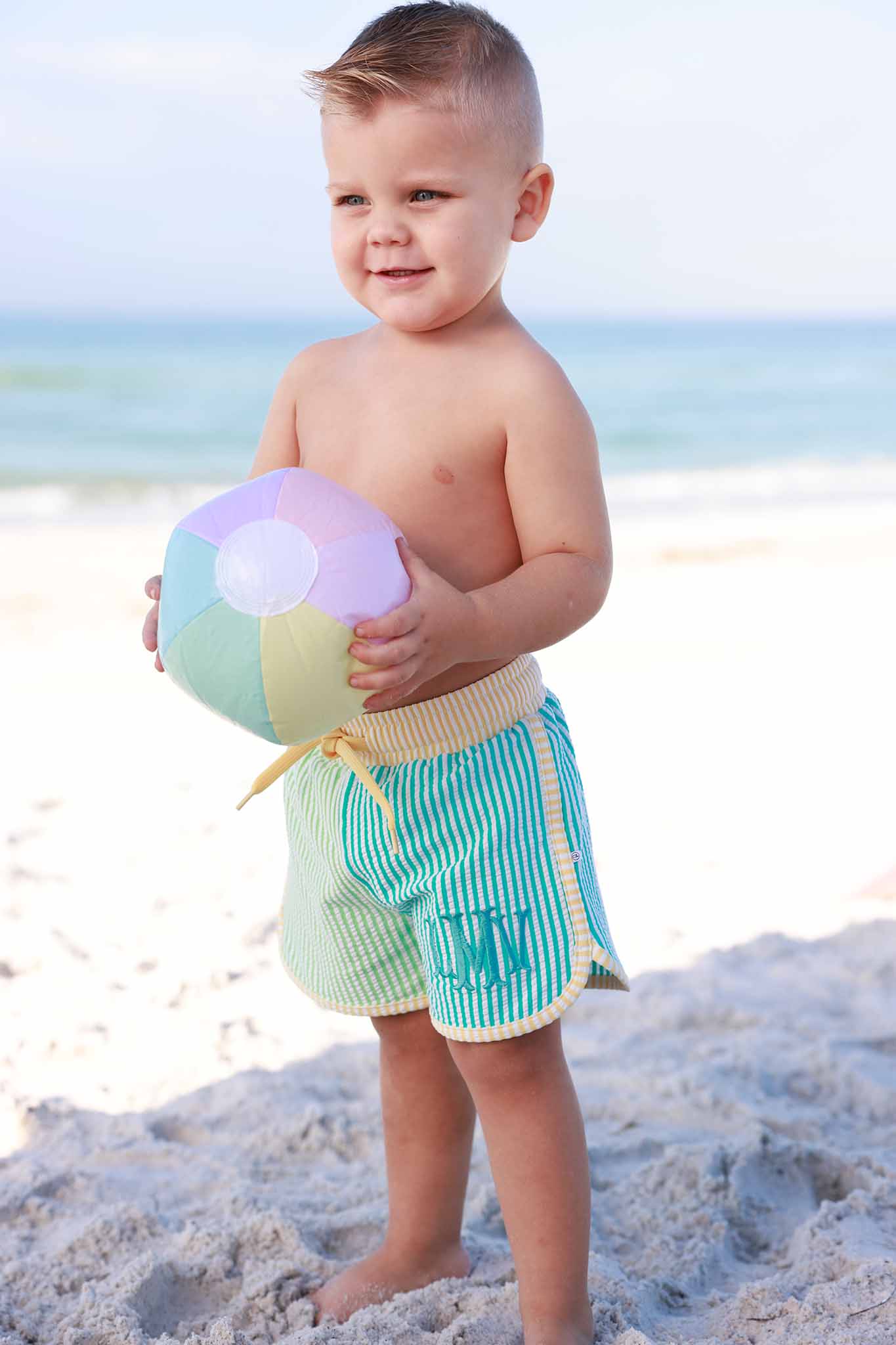 Boy's Swim Trunks | Multi-Color Seersucker - Image 3