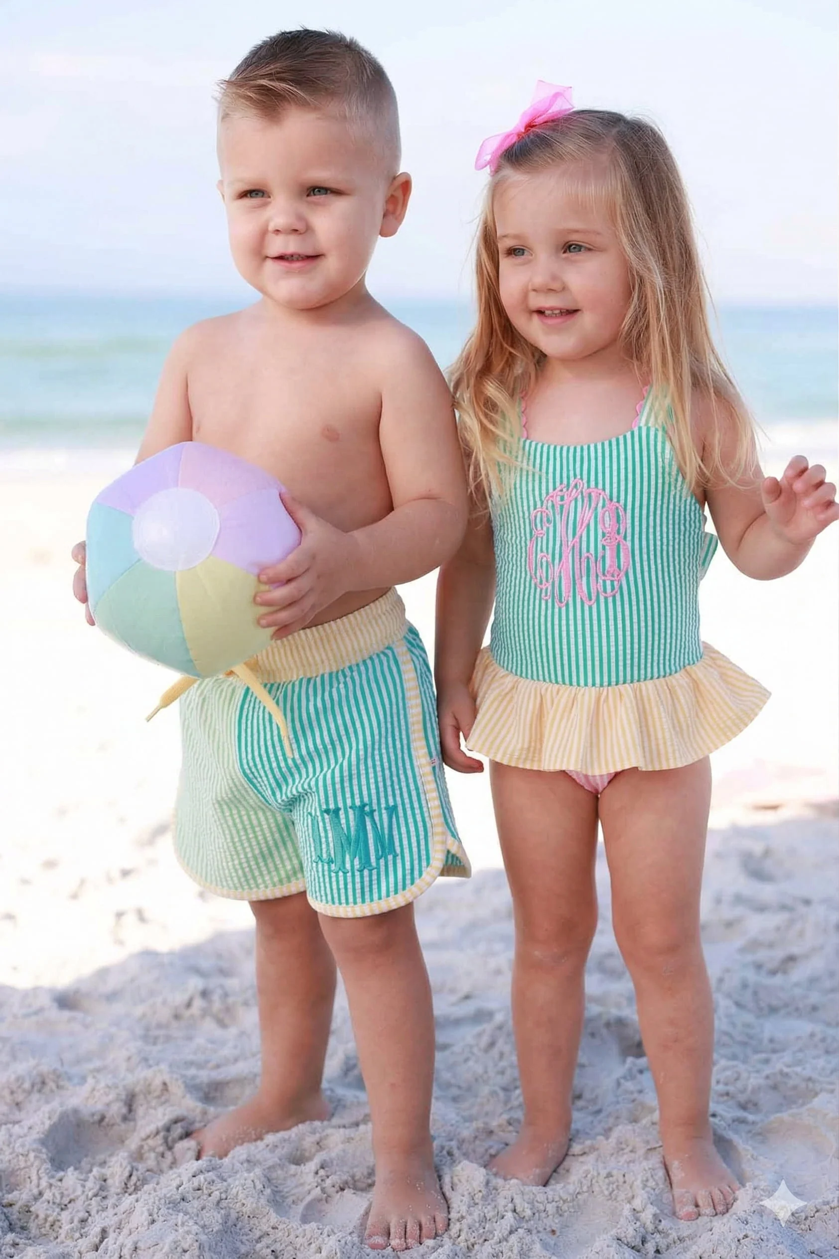 Boy's Swim Trunks | Multi-Color Seersucker - Image 4