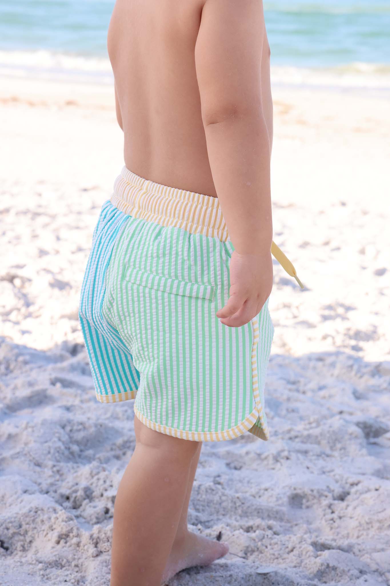 Boy's Swim Trunks | Multi-Color Seersucker - Image 6