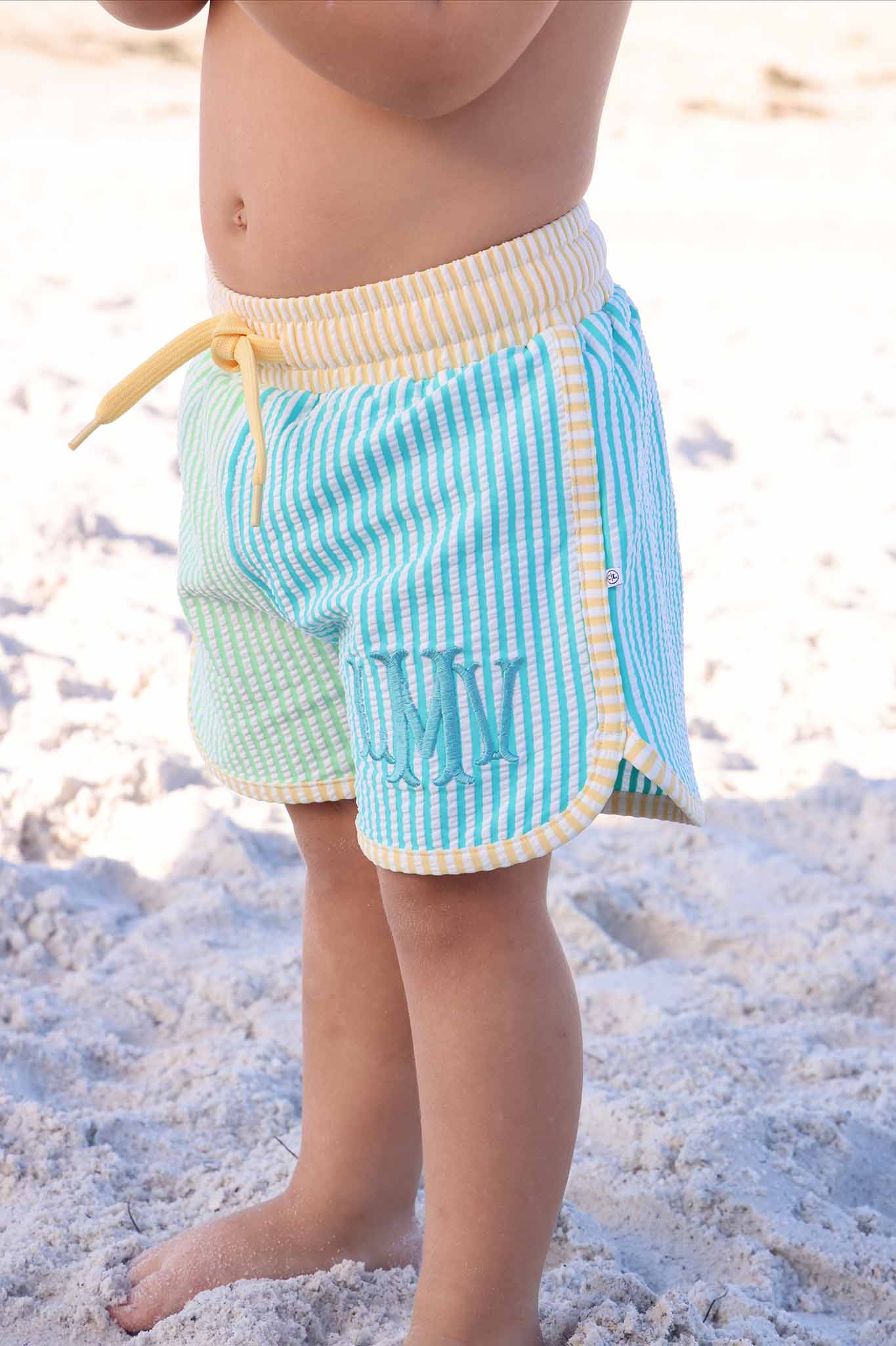 Boy's Swim Trunks | Multi-Color Seersucker - Image 9