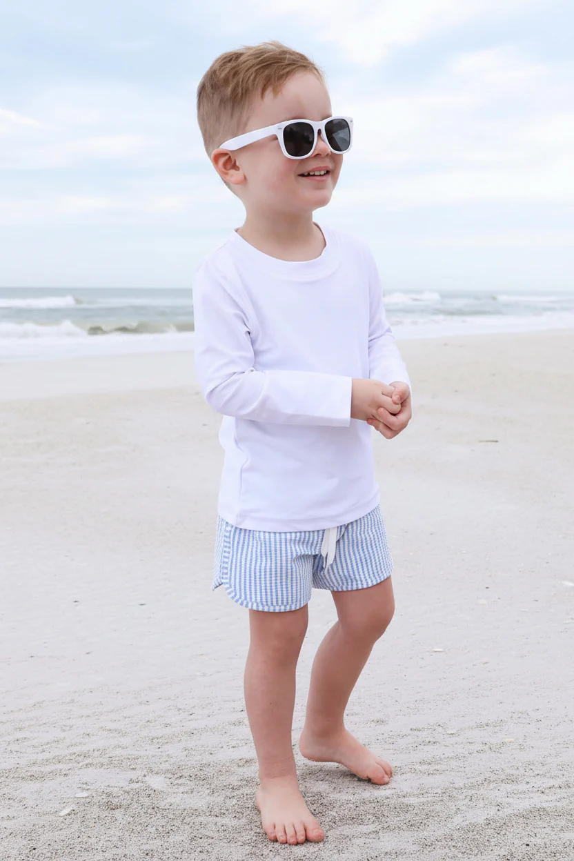 Boy's Swim Trunks | Seersucker Blue - Image 11
