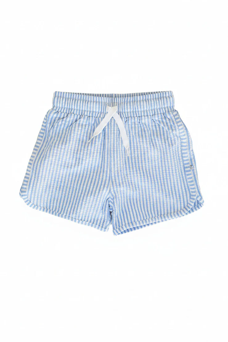 Boy's Swim Trunks | Seersucker Blue - Image 12