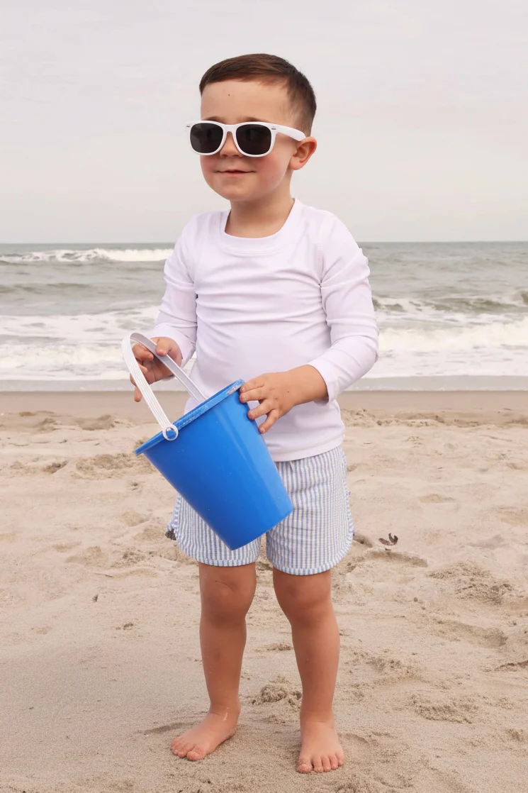 Boy's Swim Trunks | Seersucker Blue - Image 16