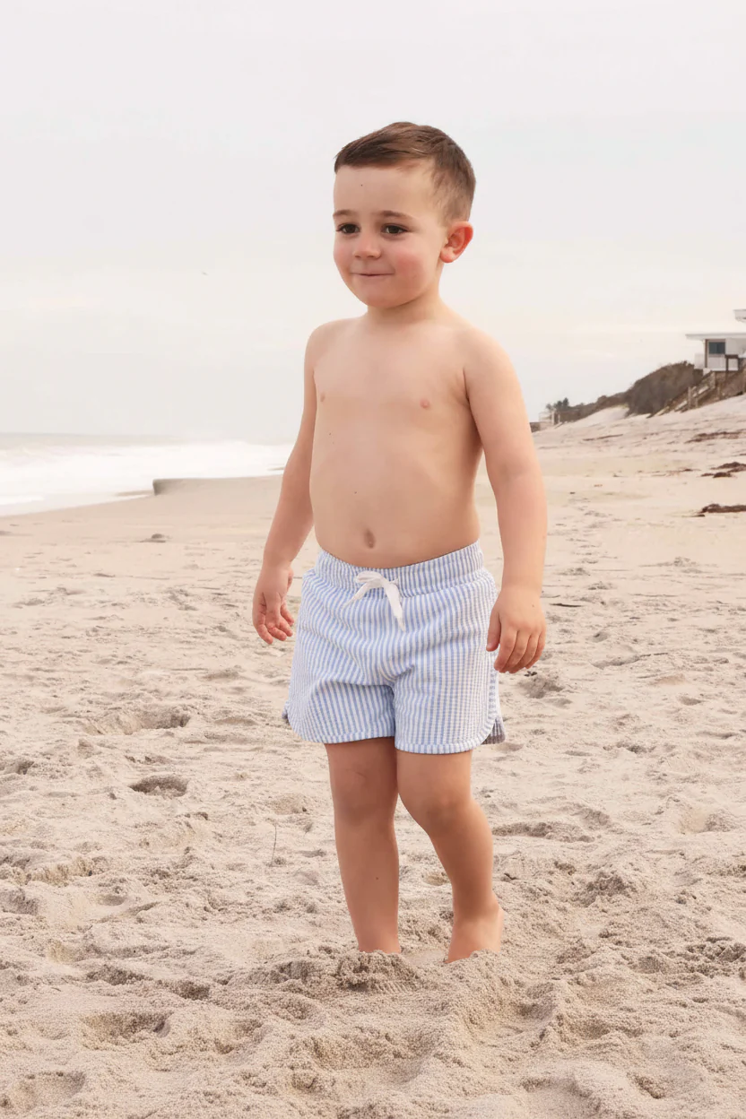 Boy's Swim Trunks | Seersucker Blue - Image 17