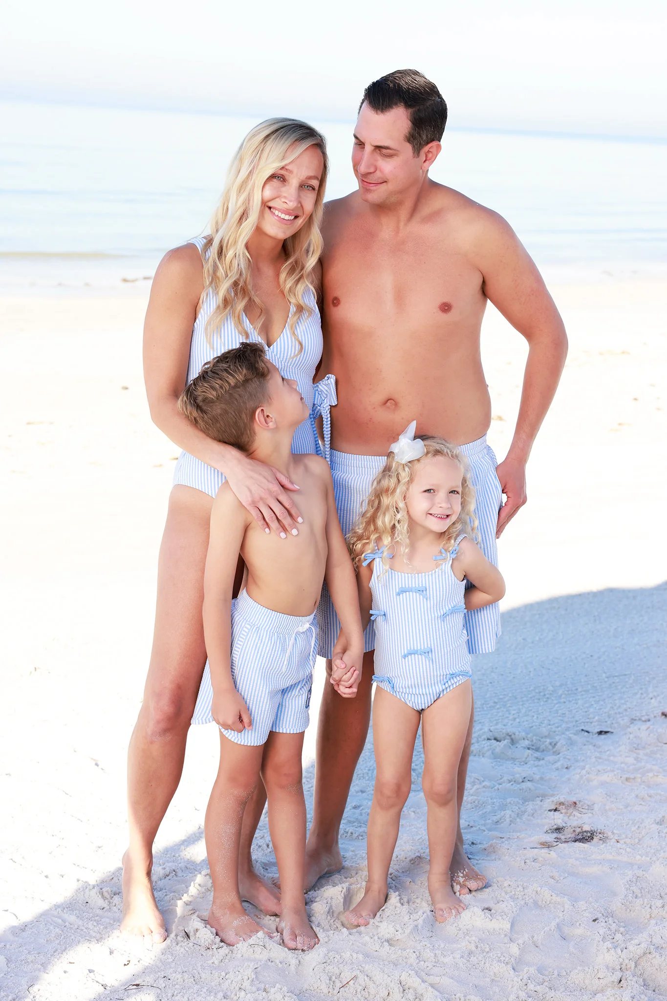 Boy's Swim Trunks | Seersucker Blue - Image 4