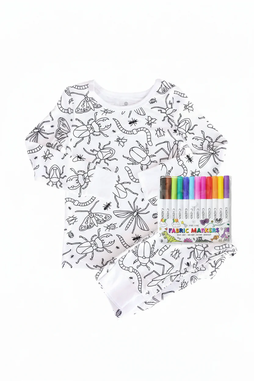 Colorable Two Piece Pajama Set | Doodle Bugs - Image 3
