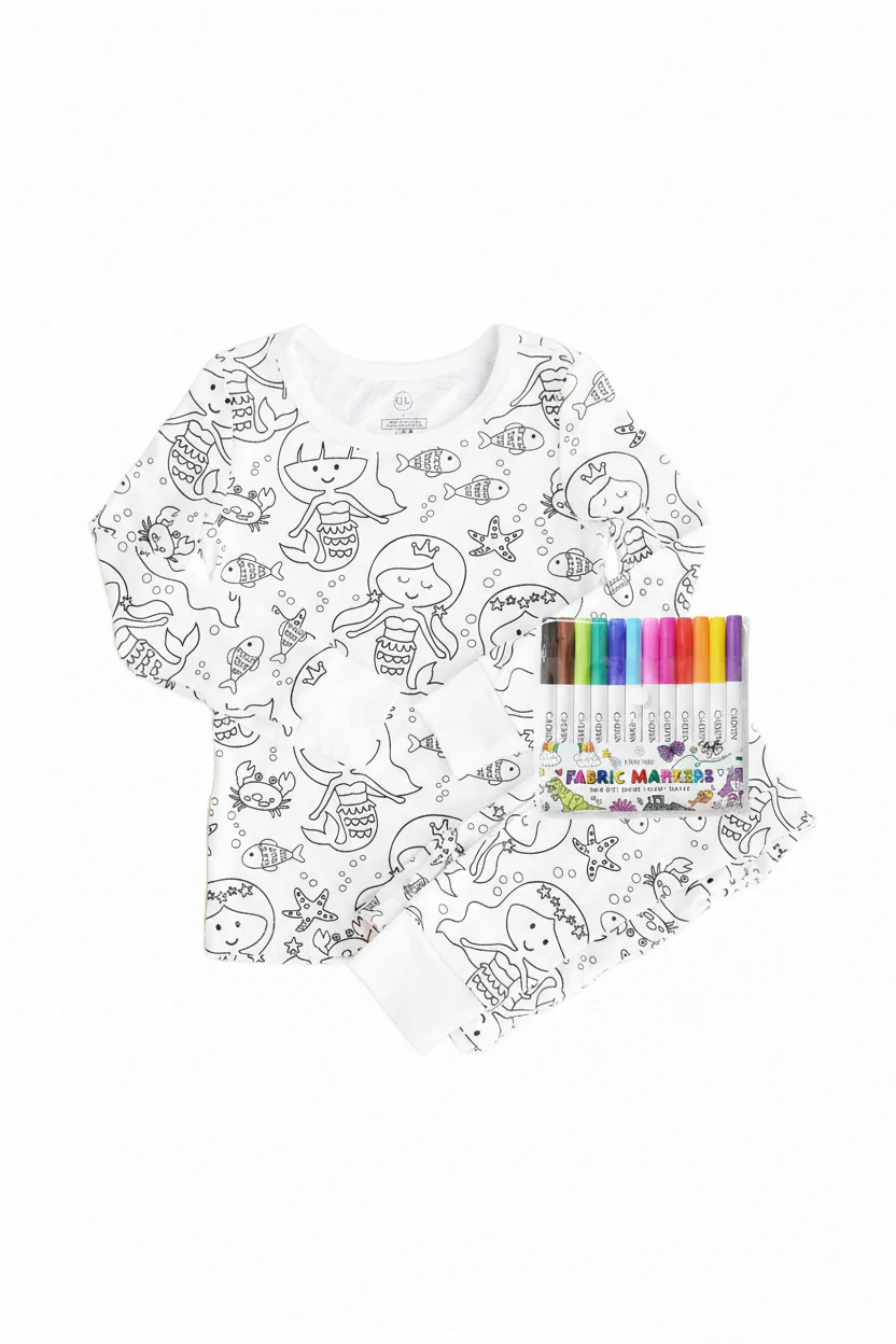 Colorable Two Piece Pajama Set | Mermaid Magic - Image 3