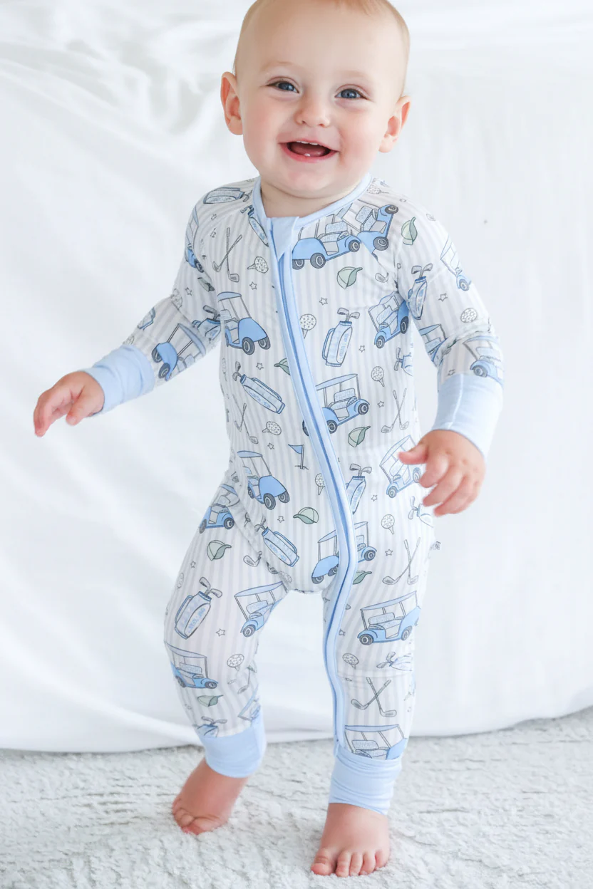 Convertible Bamboo Zip Romper | Caddie Crew Blue