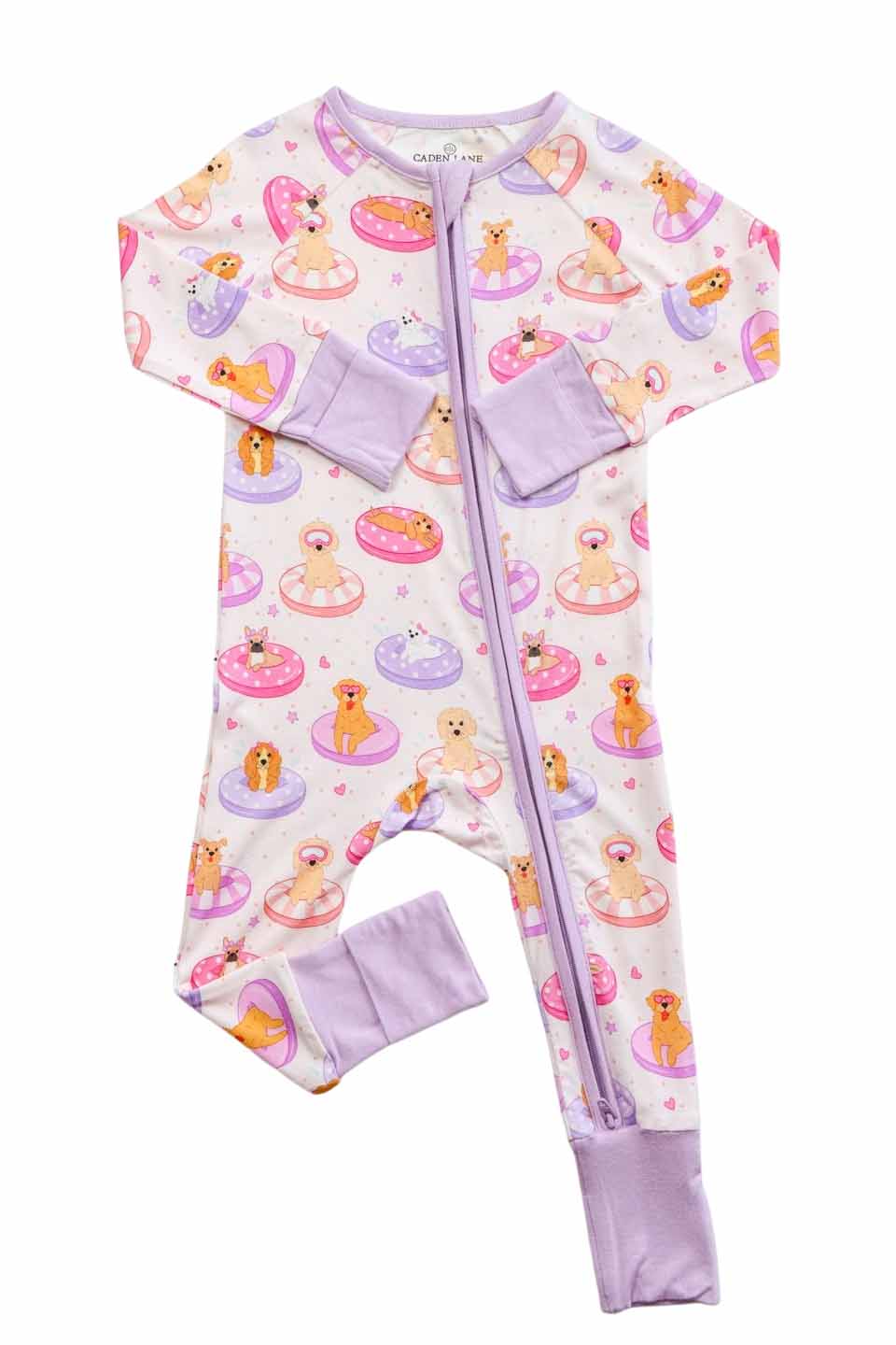 Convertible Zip Romper | Poolside Pups Pink - Image 2