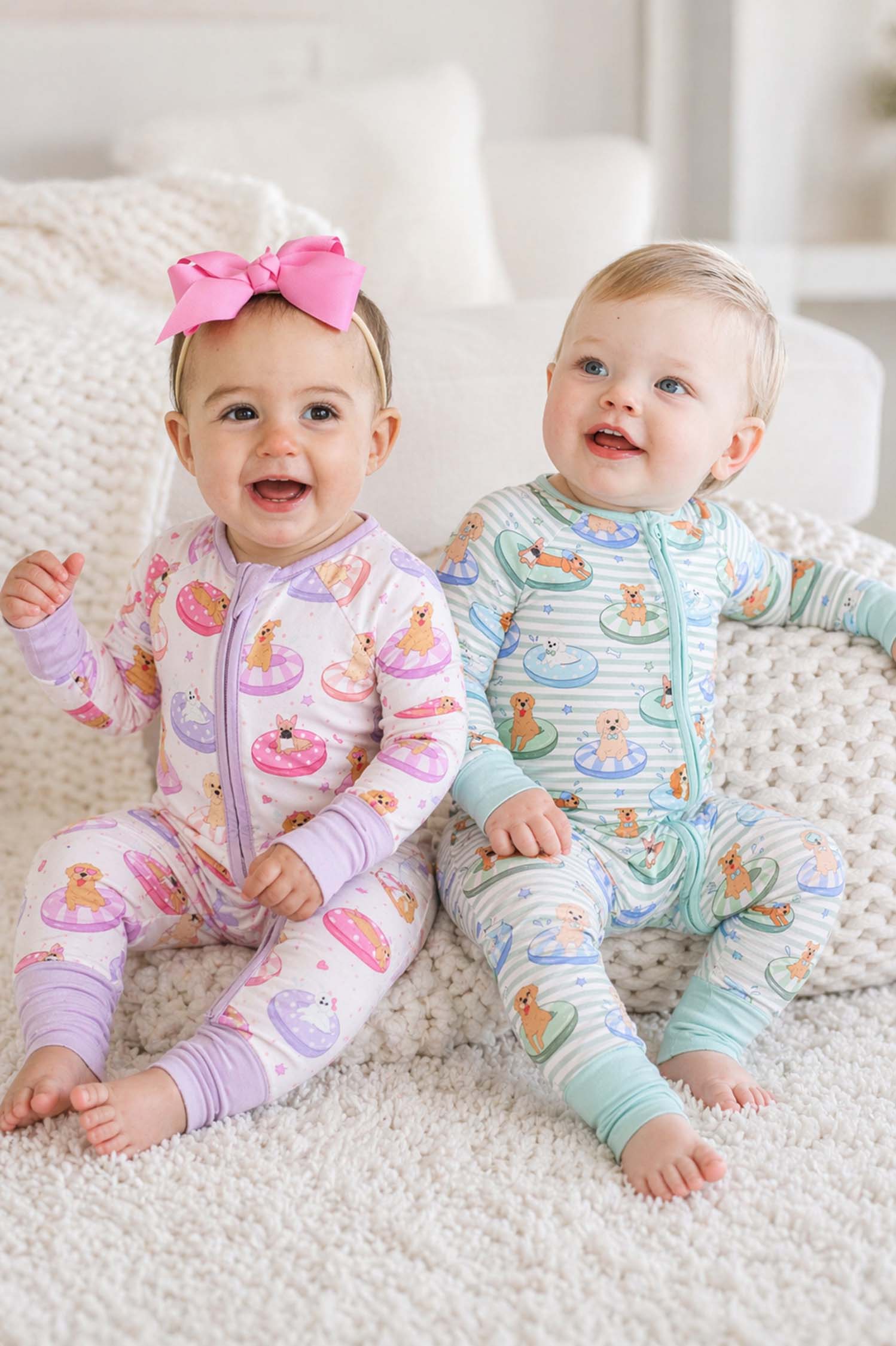 Convertible Zip Romper | Poolside Pups Pink - Image 5