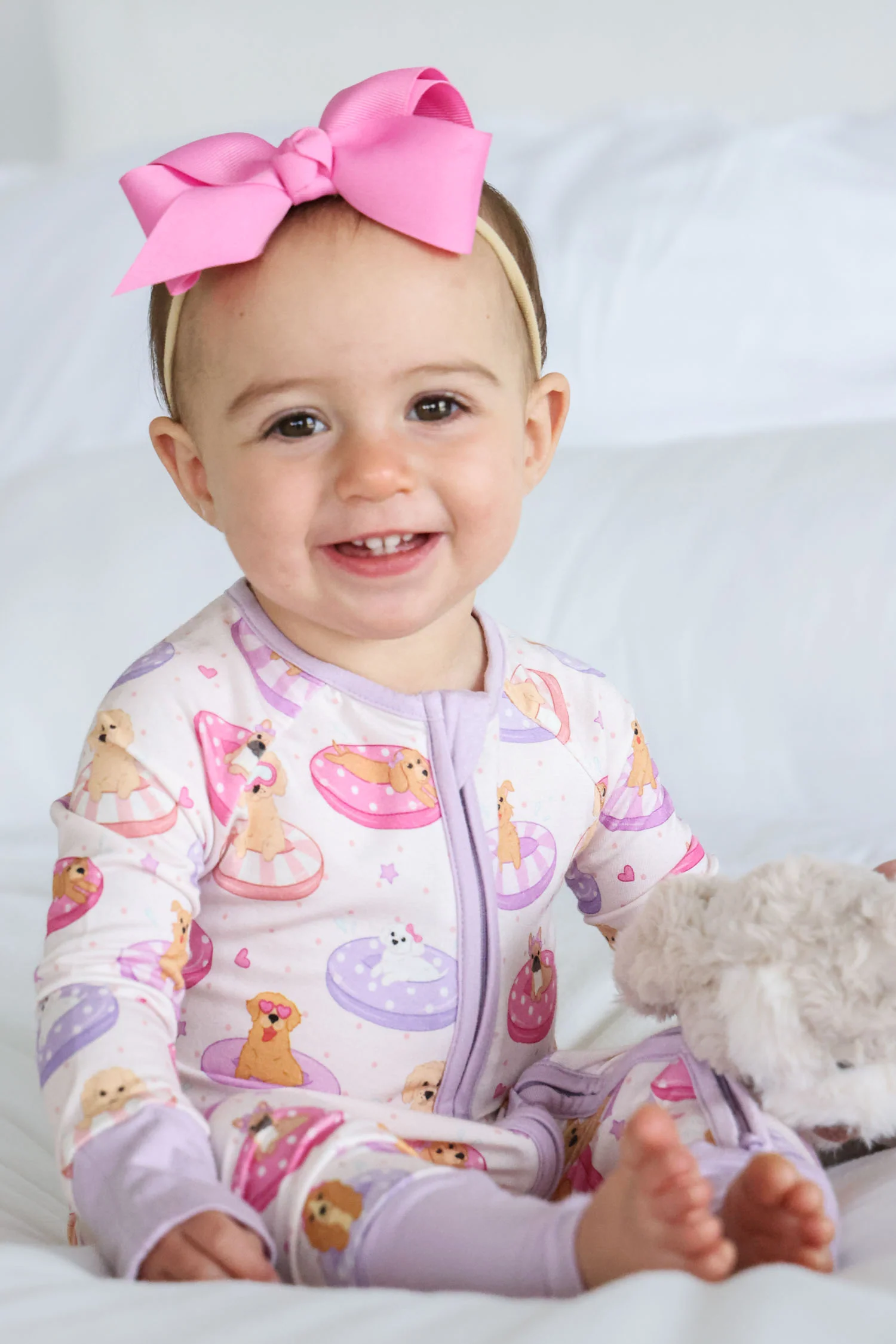 Convertible Zip Romper | Poolside Pups Pink - Image 7