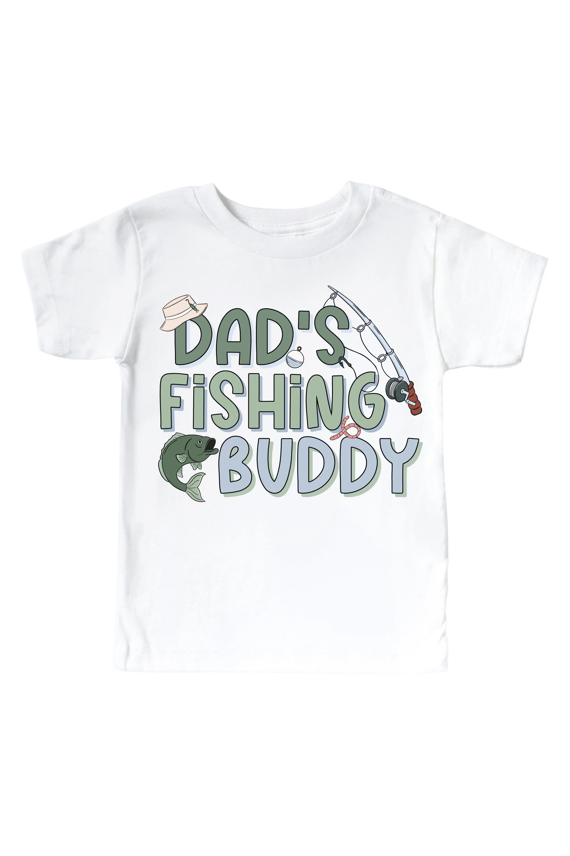 Dad's Fishing Buddy Graphic Bodysuit & Kids Tee | White - Image 3