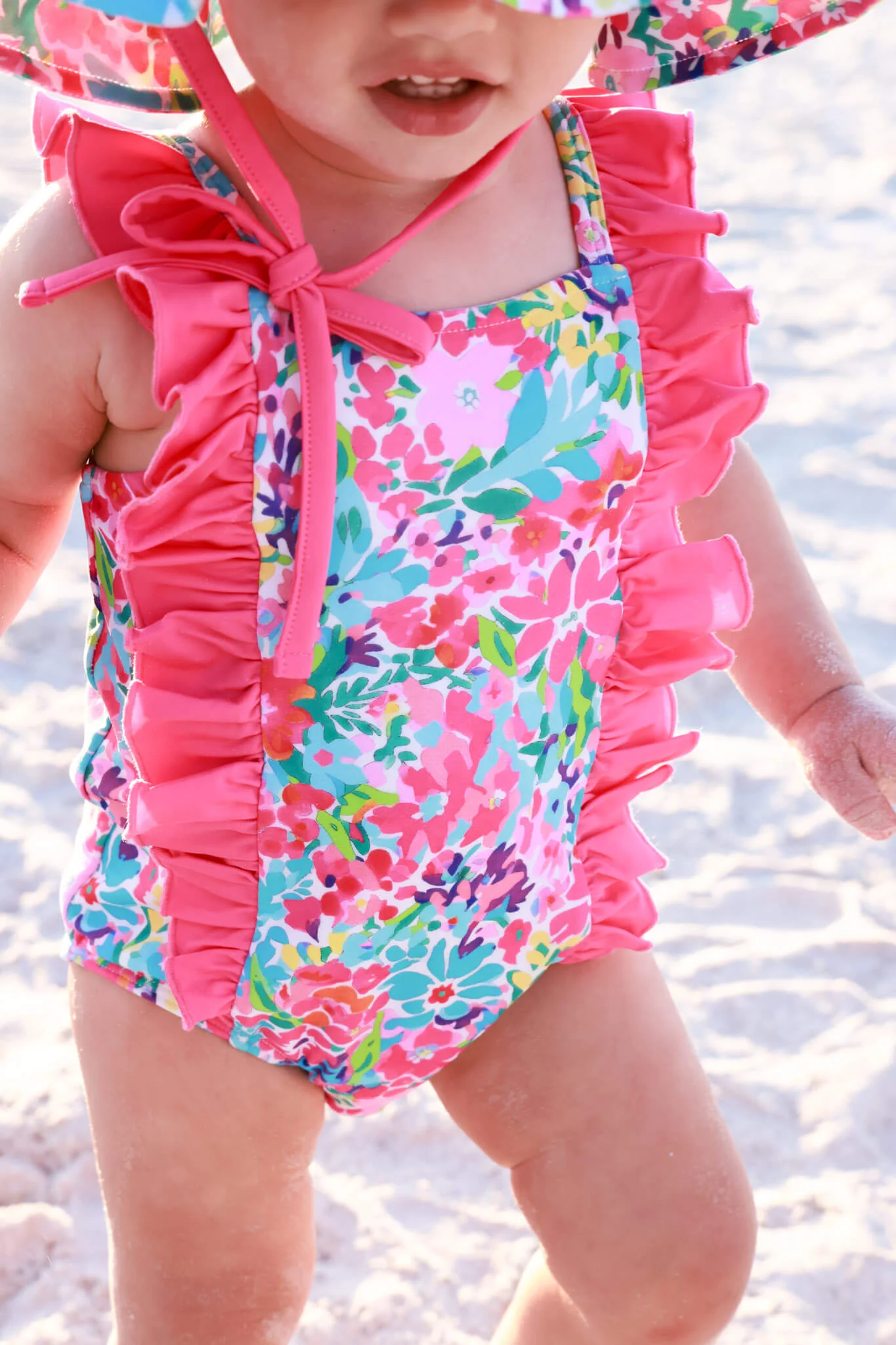 Double Ruffle Bow Back One Piece | Petal Splash - Image 3