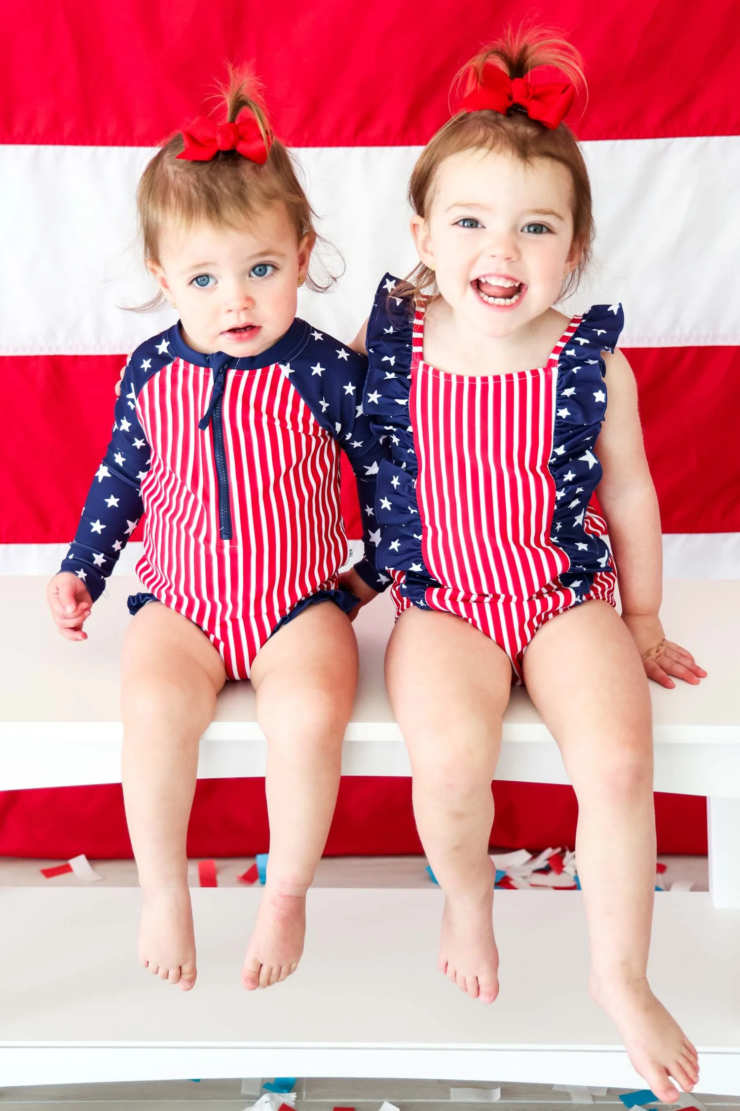 Double Ruffle Bow Back One Piece | Stars & Stripes Party - Image 6