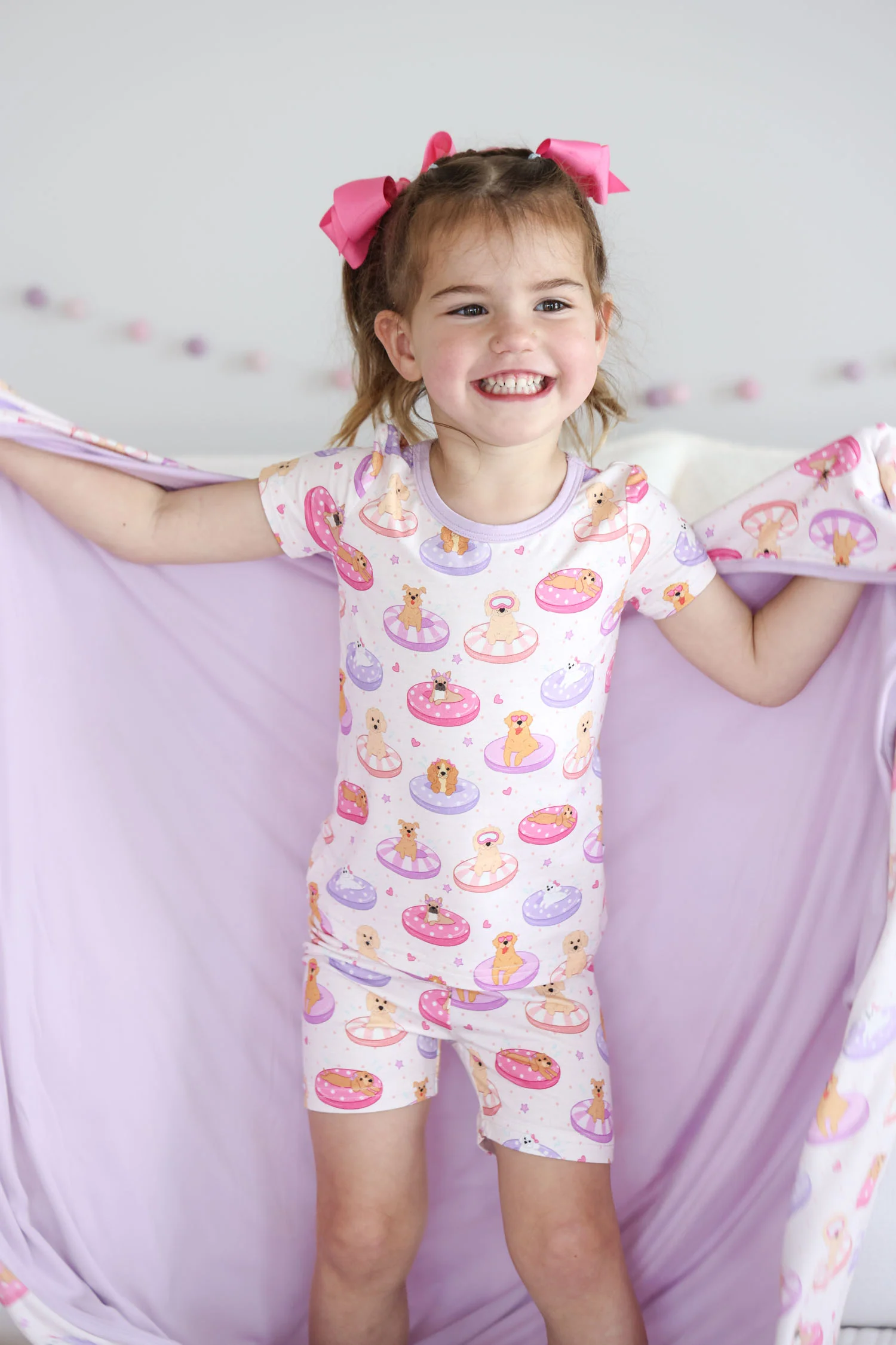 Double Sided Bamboo Blanket | Poolside Pups Pink - Image 3