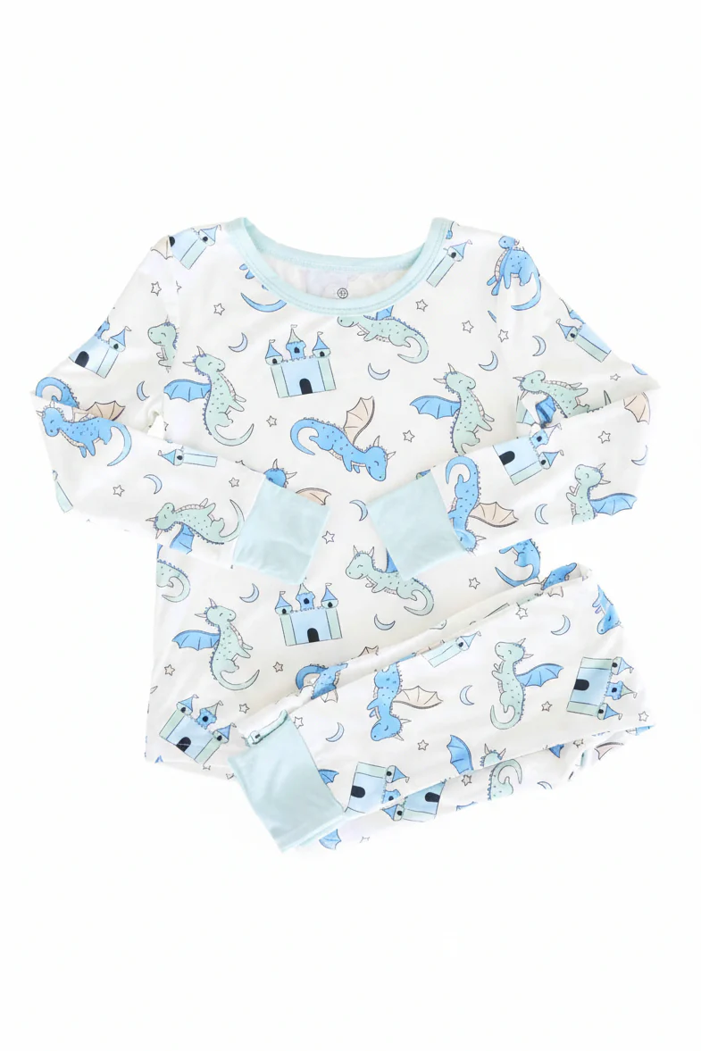 Dragon Adventure Two Piece Pajama Set | Blue - Image 3