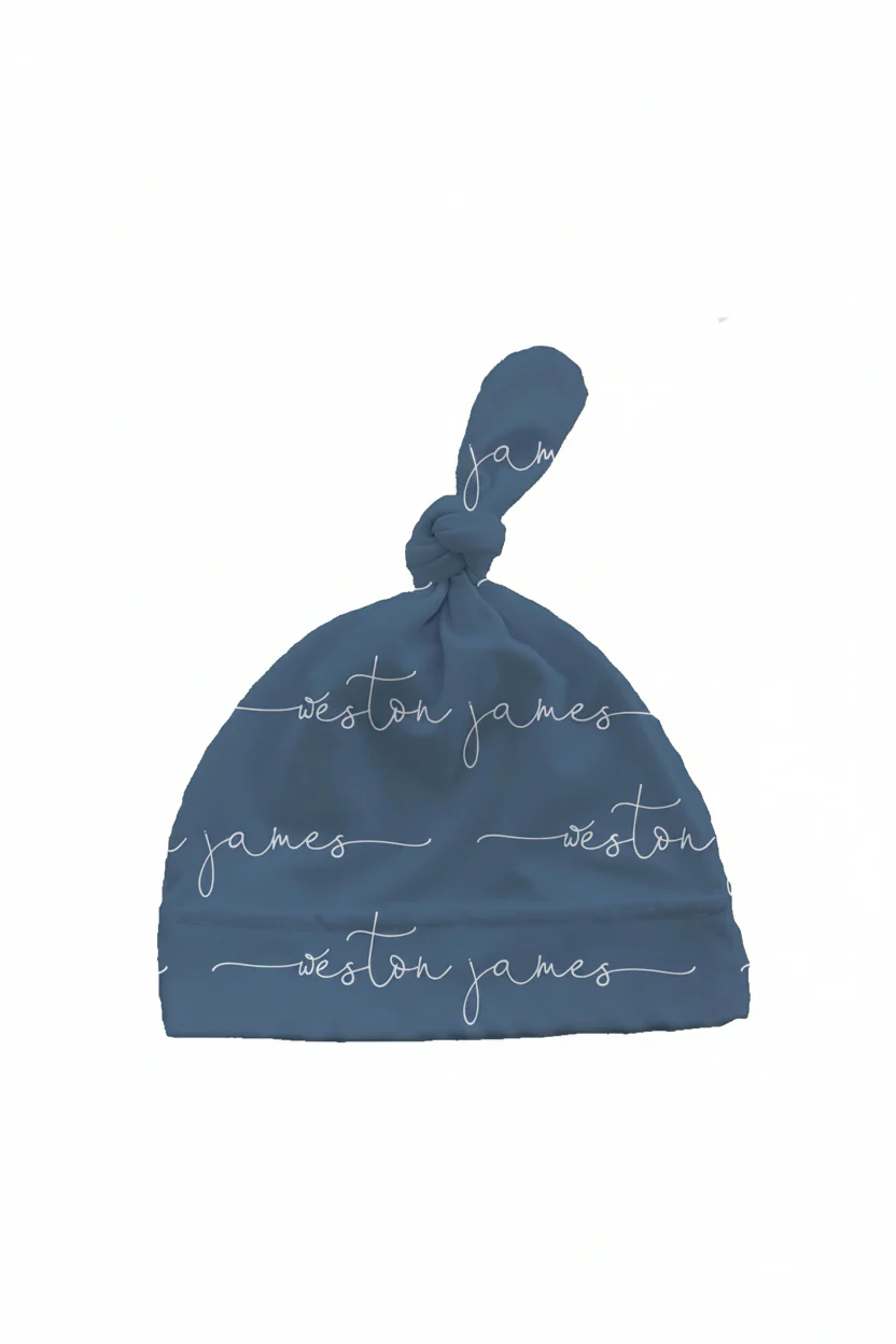 Dusty Blue Personalized Knotted Hat - Image 2