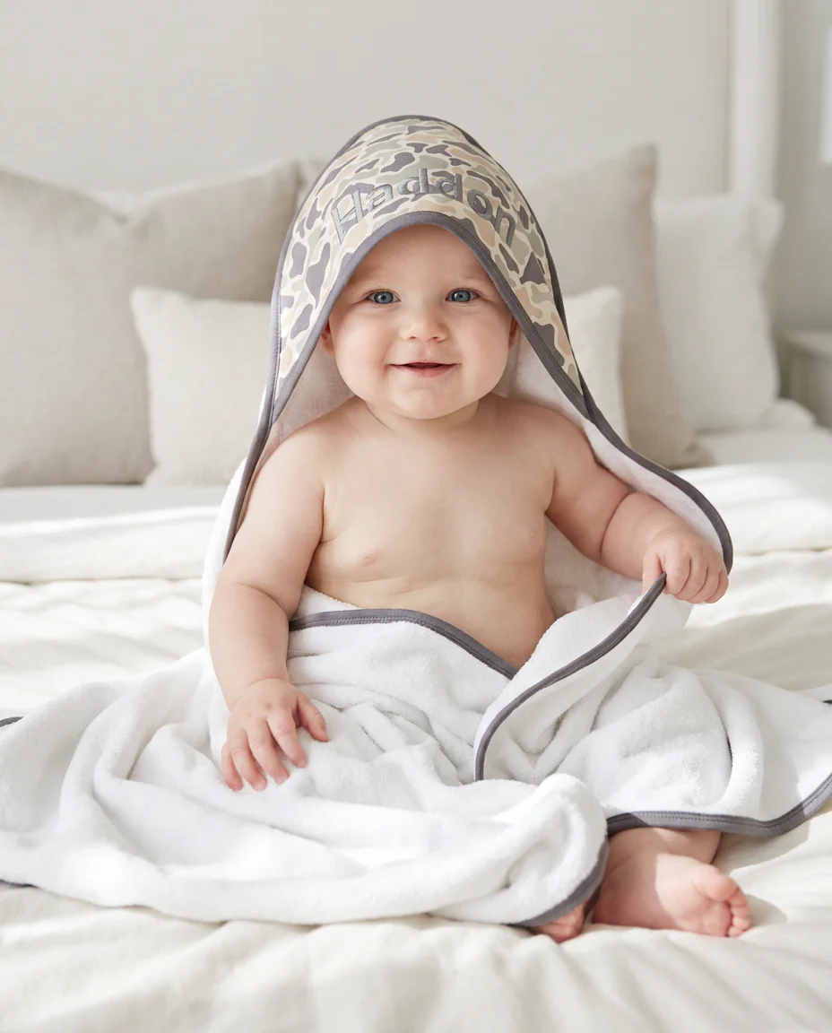 Embroidered Bamboo Hooded Towel | Camo Cutie - Image 5