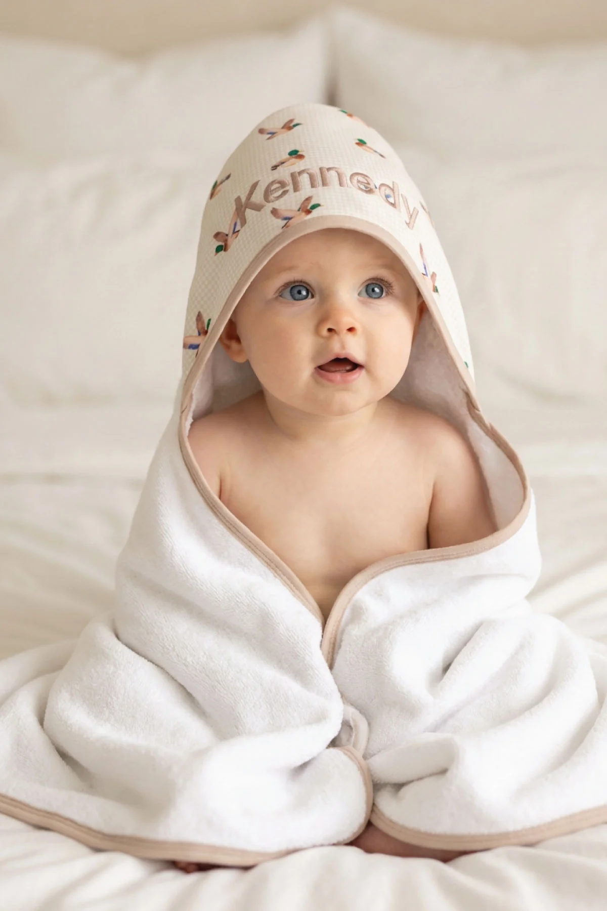 Embroidered Bamboo Hooded Towel | Little Mallard - Image 3