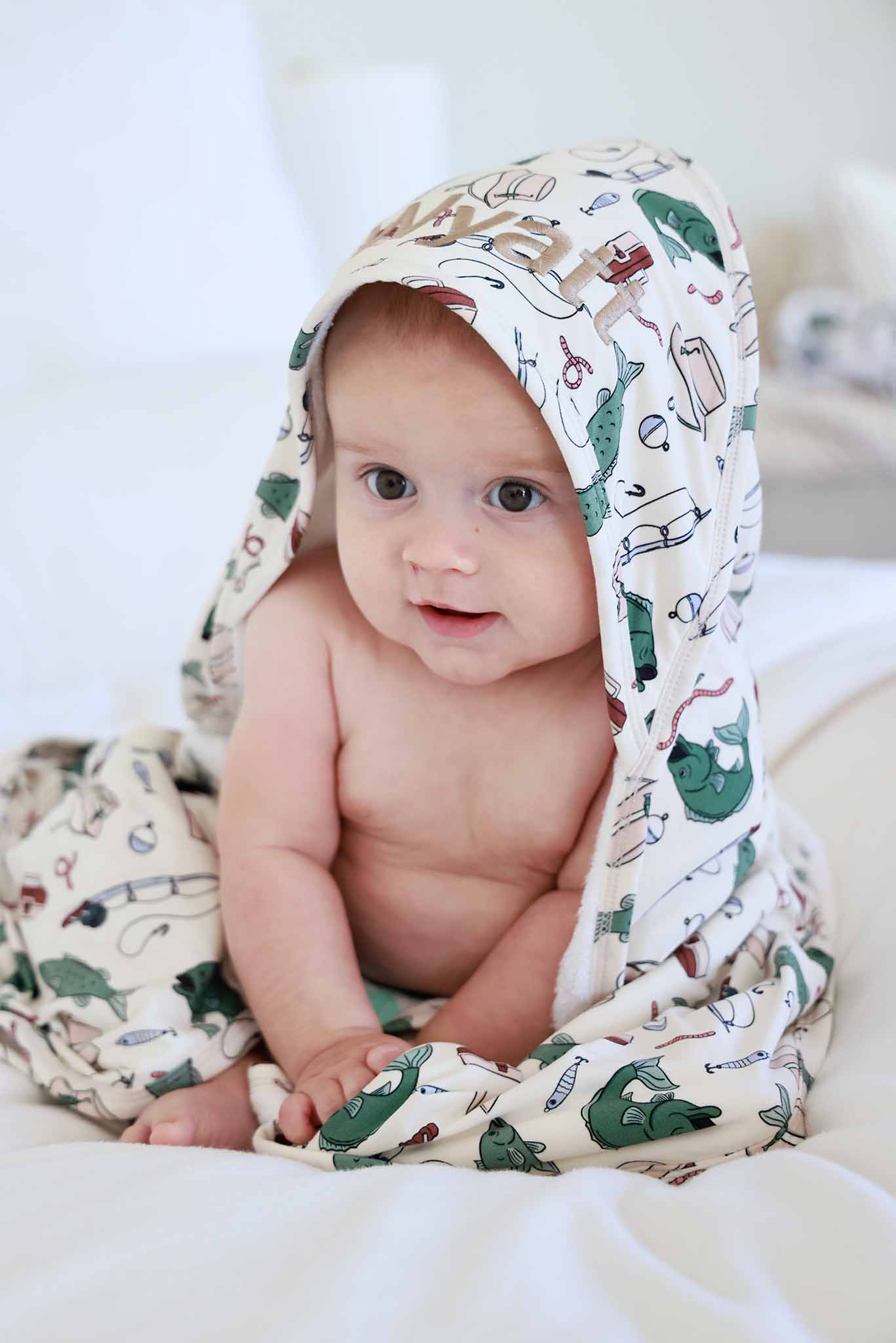 Embroidered Bamboo Hooded Towel | Off the Hook - Image 3