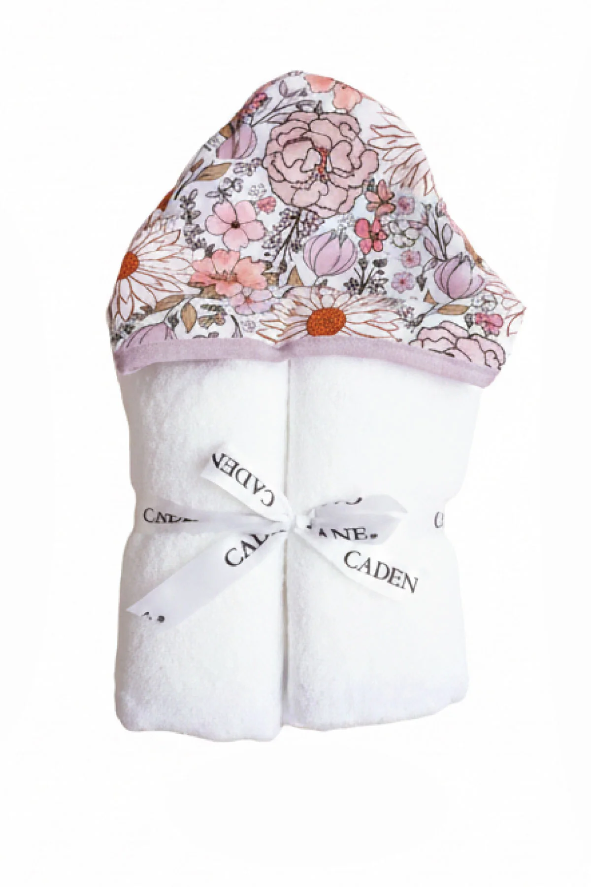 Embroidered Bamboo Hooded Towel | Purple Floral - Image 12