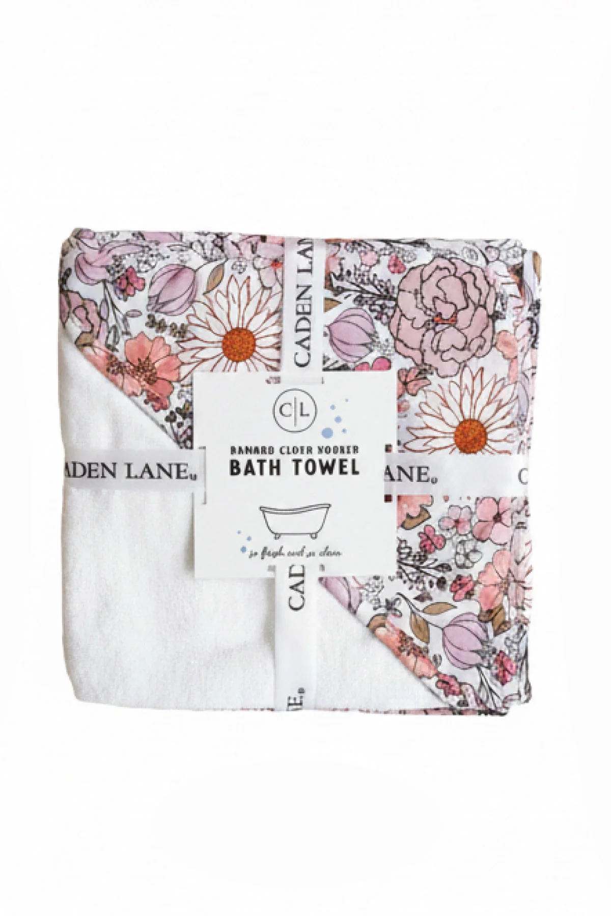 Embroidered Bamboo Hooded Towel | Purple Floral - Image 2