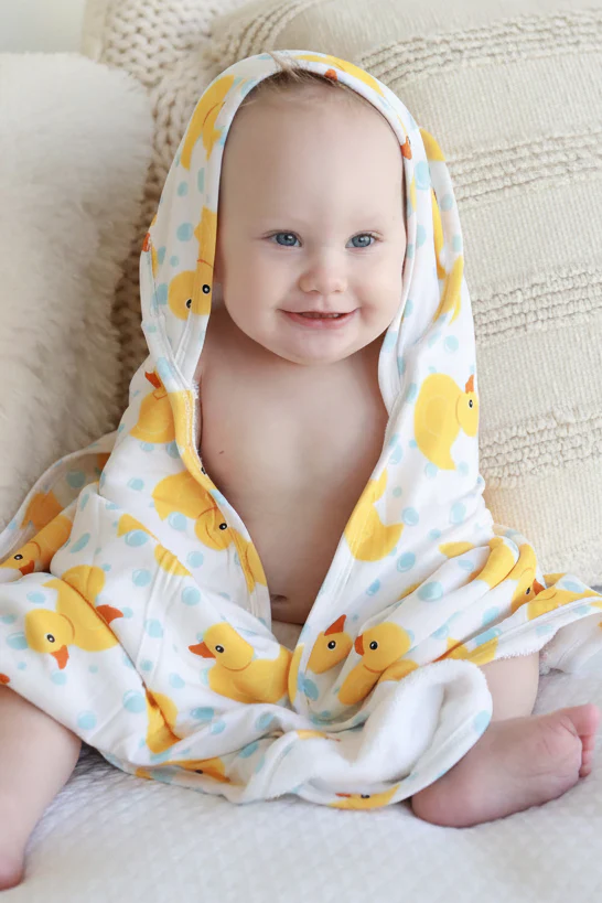 Embroidered Bamboo Hooded Towel | Rubber Ducks - Image 8