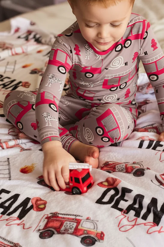 Firetrucks Personalized Toddler Blanket - Image 3
