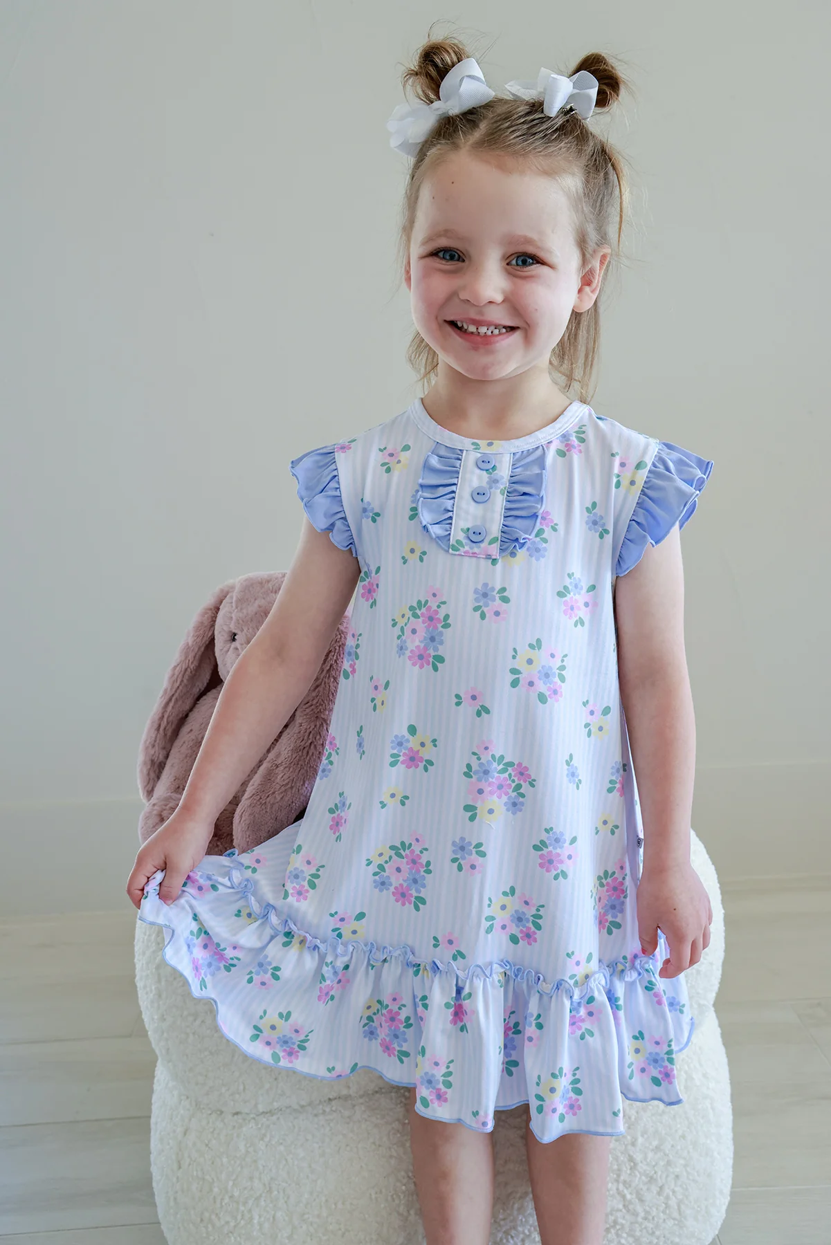 Girls' Flutter Sleeve Nightgown | Heirloom Posies - Image 7