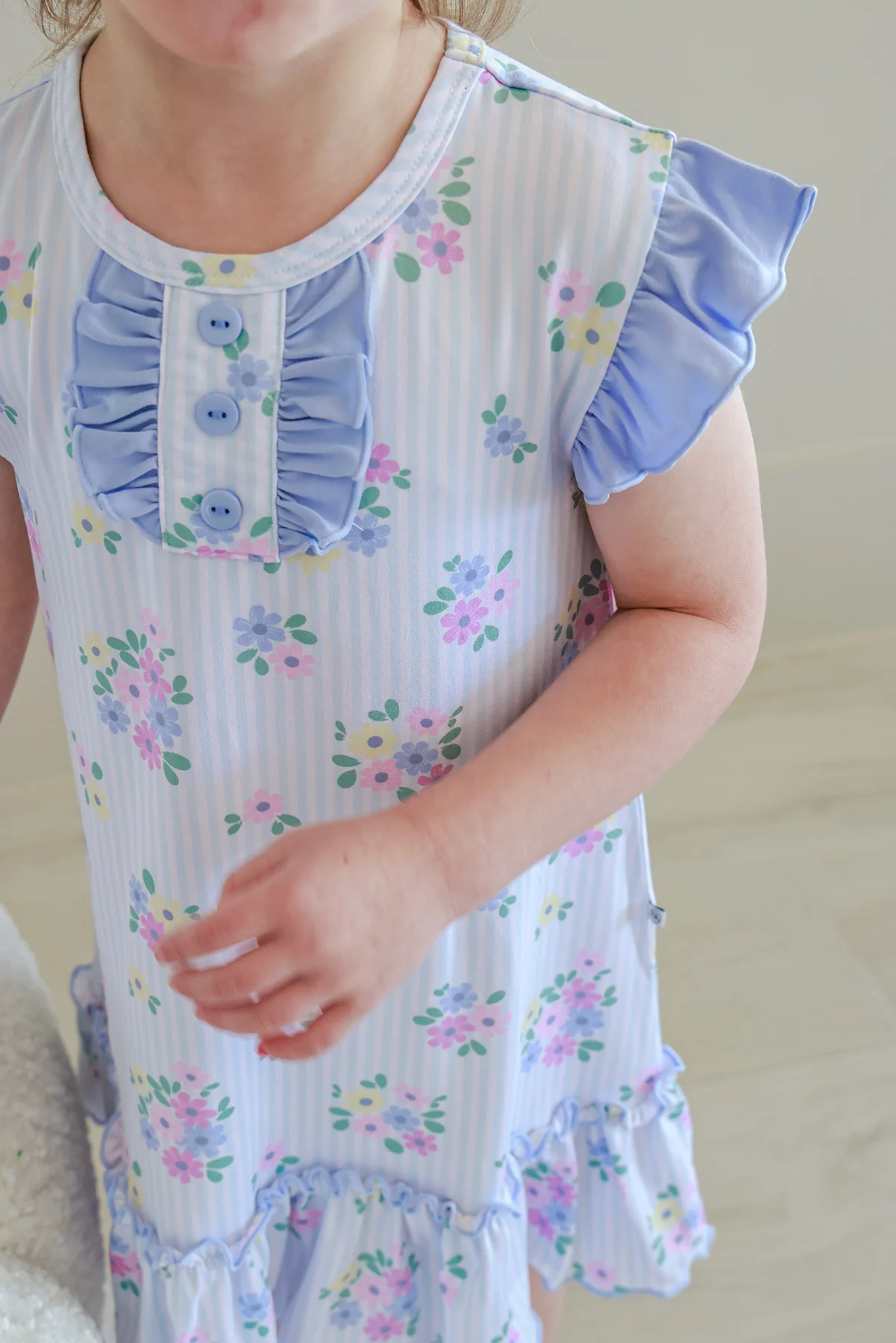 Girls' Flutter Sleeve Nightgown | Heirloom Posies - Image 9